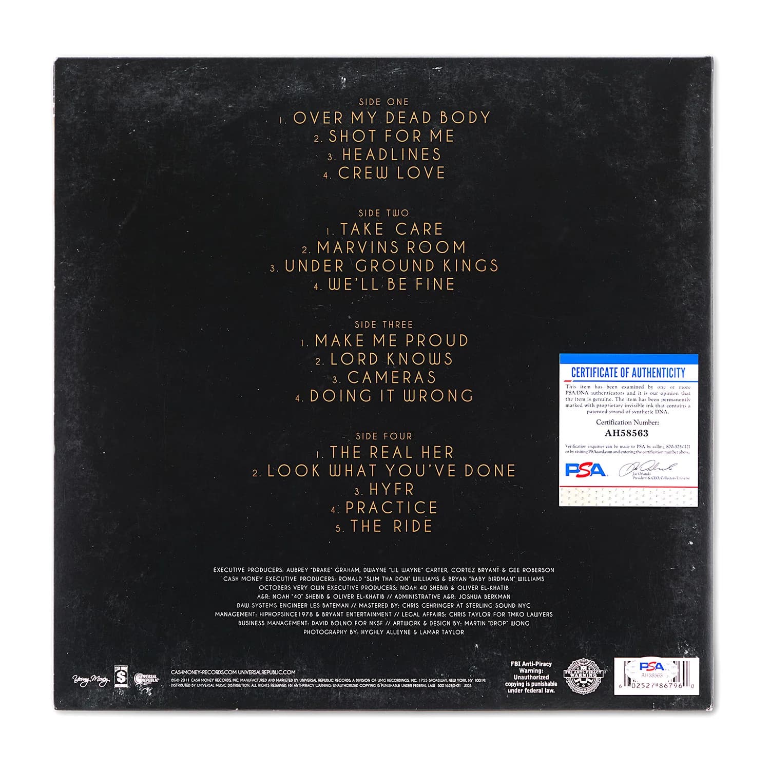 Drake Signed Take Care Record Album With PSA COA Other drake-take-care-record-album, view 2, supplier stock photo