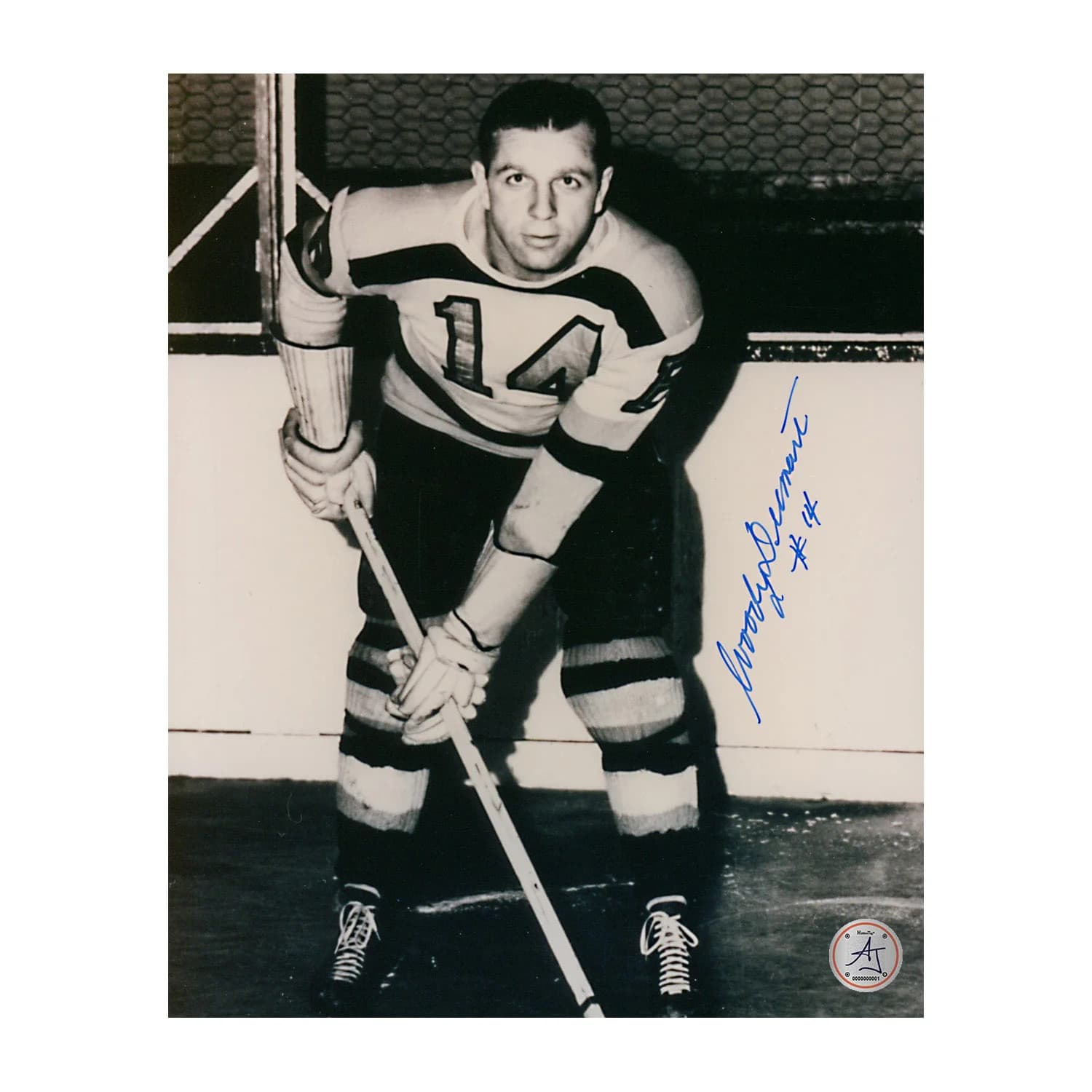 Woody Dumart Autographed Boston Bruins Black and White 8x10 Photo Woody Dumart Photo 8x10-black-white, Boston Bruins, supplier stock photo