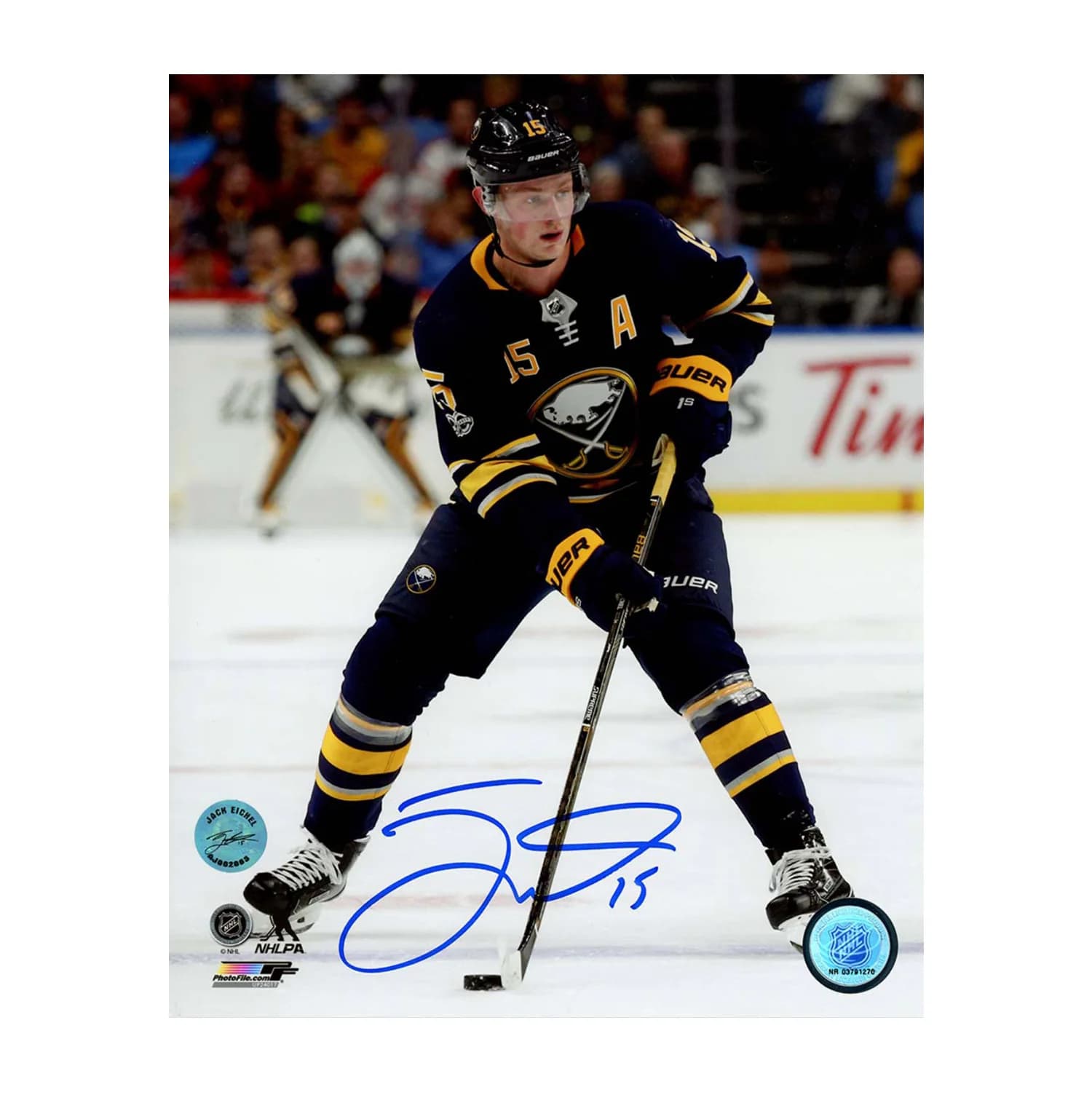 Jack Eichel Autographed Buffalo Sabres Game Action 8x10 Photo Jack Eichel Photo 8x10-jack-eichel-buffalo-sabres-game-action, Buffalo Sabres, supplier stock photo
