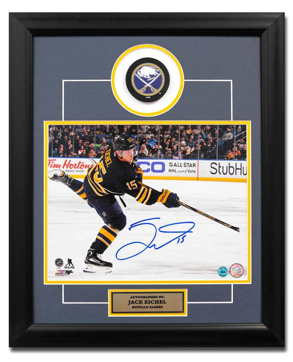 Jack Eichel Buffalo Sabres Autographed Hockey 20x24 Puck Frame Jack Eichel Puck 20x24-jack-eichel-buffalo-sabres-hockey-frame, Buffalo Sabres, supplier stock photo