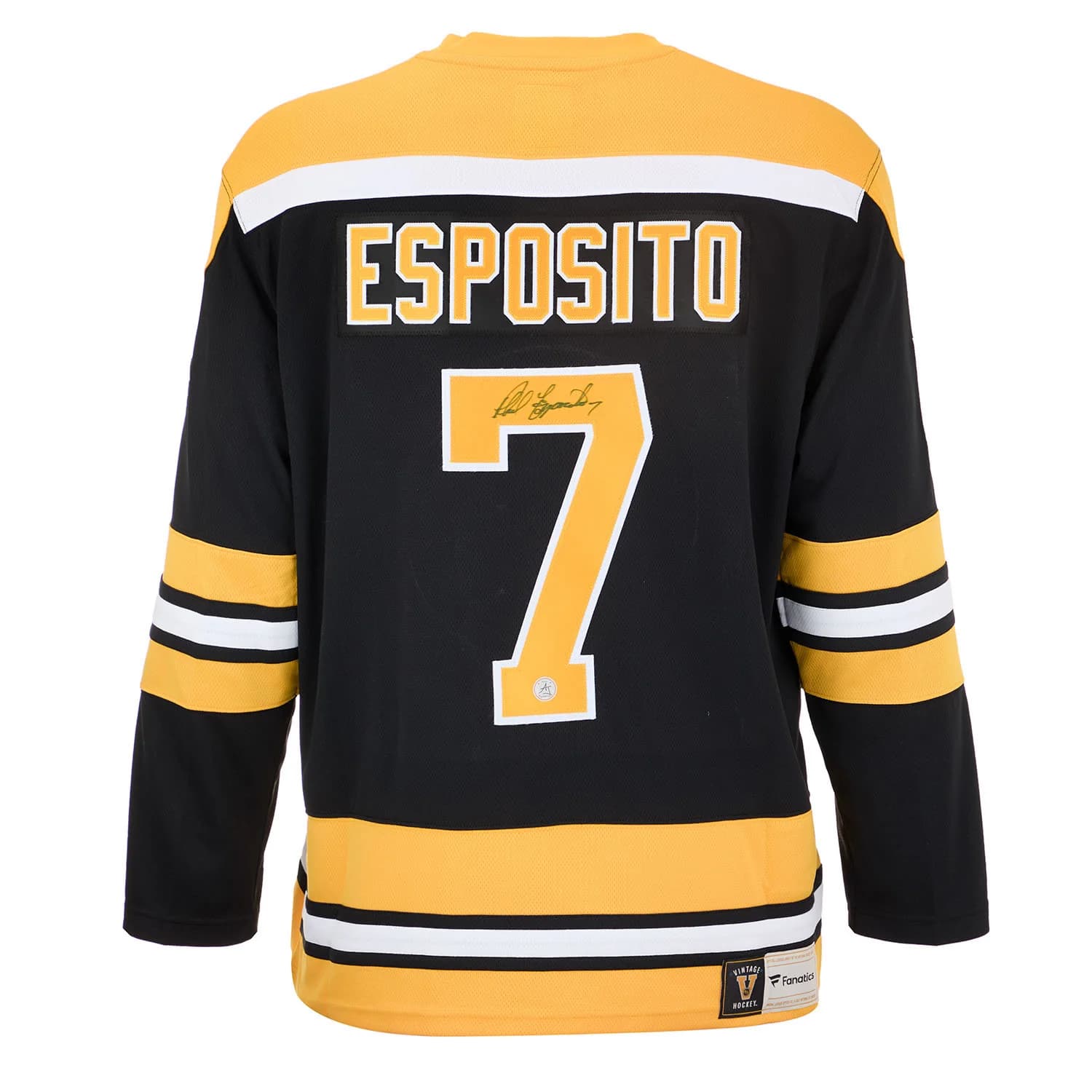 Phil Esposito Autographed Boston Bruins Fanatics Throwback Jersey Phil Esposito Jersey throwback, Boston Bruins, supplier stock photo