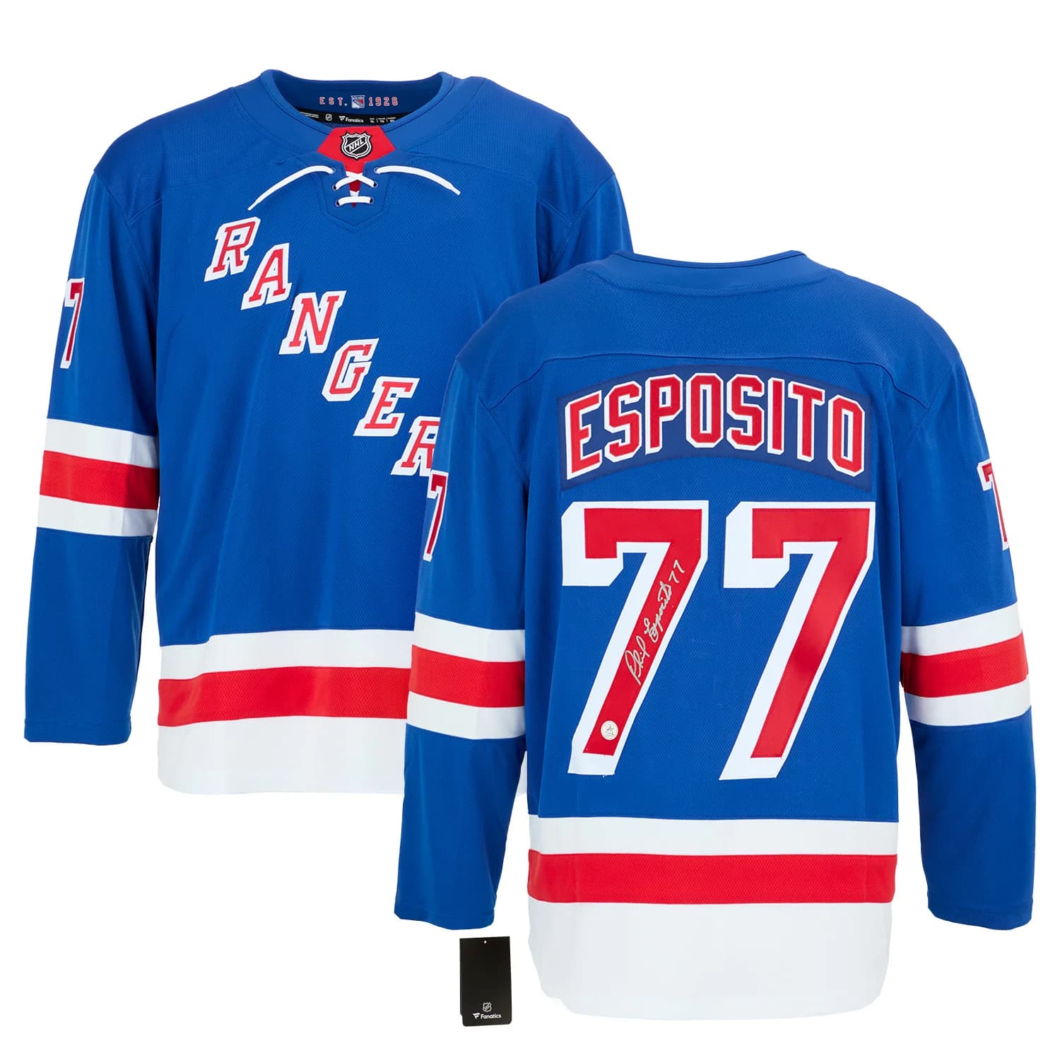 Phil Esposito Signed New York Rangers Fanatics Breakaway Jersey Phil Esposito Jersey breakaway, New York Rangers, view 3, supplier stock photo