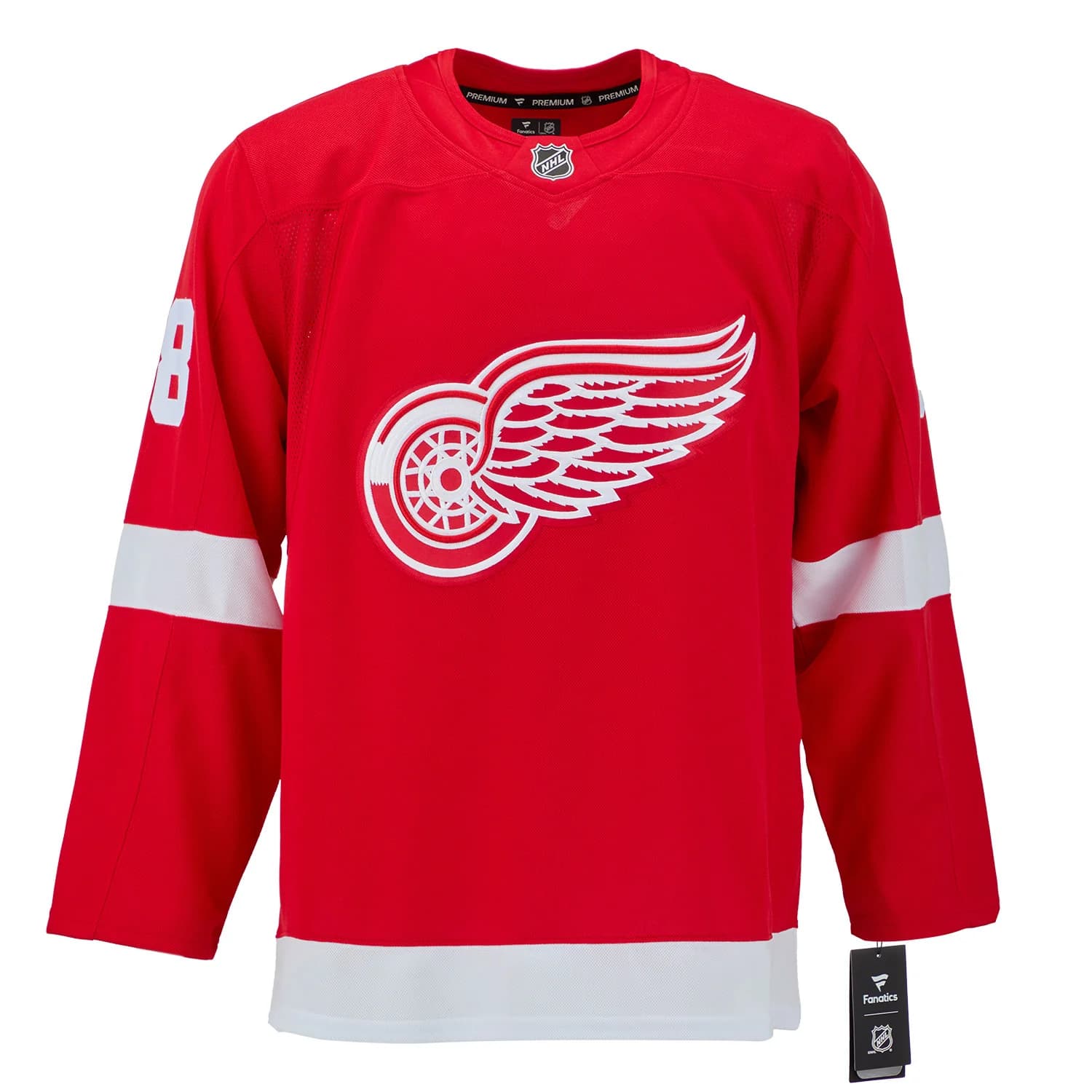 Emmitt Finnie Autographed Detroit Red Wings Fanatics Premium Jersey Emmitt Finnie Jersey premium, Detroit Red Wings, view 2, supplier stock photo