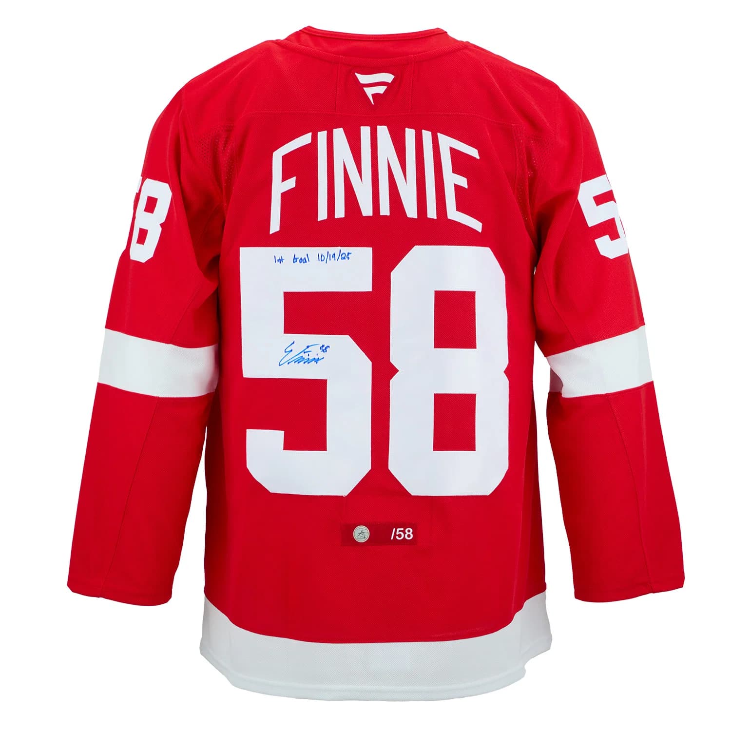Emmitt Finnie Detroit Red Wings Signed & Dated 1st Goal Fanatics Jersey #/58 Emmitt Finnie Jersey emmitt-finnie-dated-1st-goal-58, Detroit Red Wings, supplier stock photo