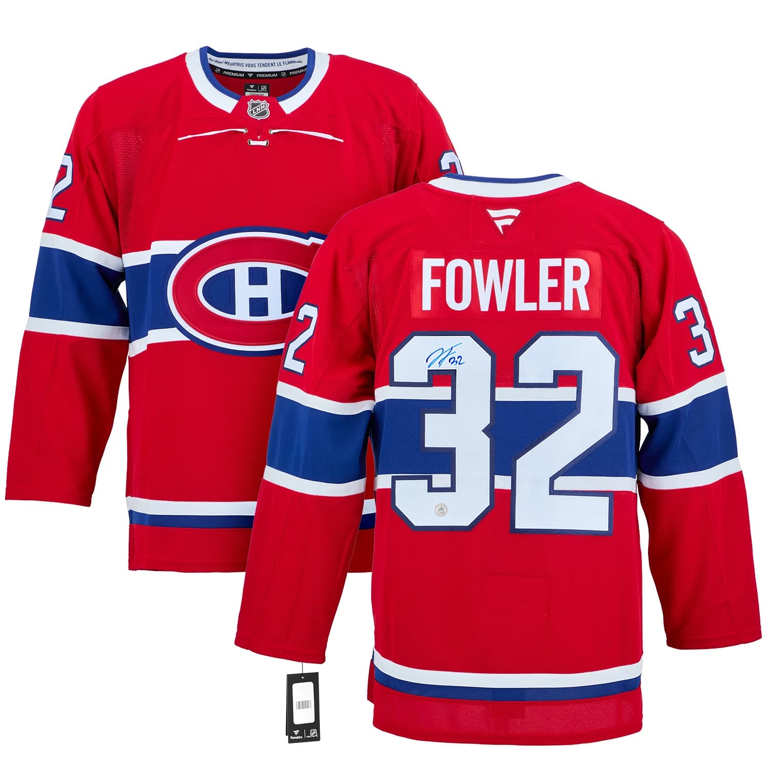 Jacob Fowler Autographed Montreal Canadiens Fanatics Premium Jersey Jacob Fowler Jersey premium, Montreal Canadiens, view 3, supplier stock photo