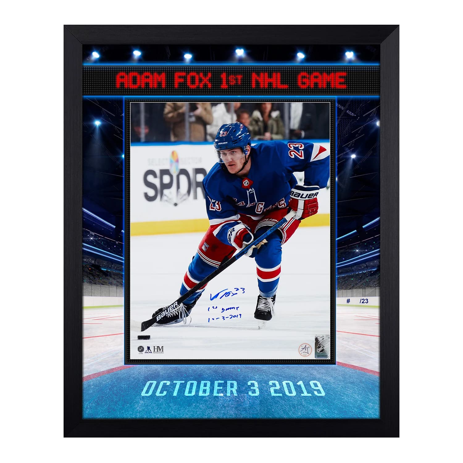 Adam Fox New York Rangers Signed & Dated 1st Game Graphic 18x22 Frame #/23 Adam Fox Other 18x22-adam-fox-york-rangers-dated-1st, New York Rangers, supplier stock photo