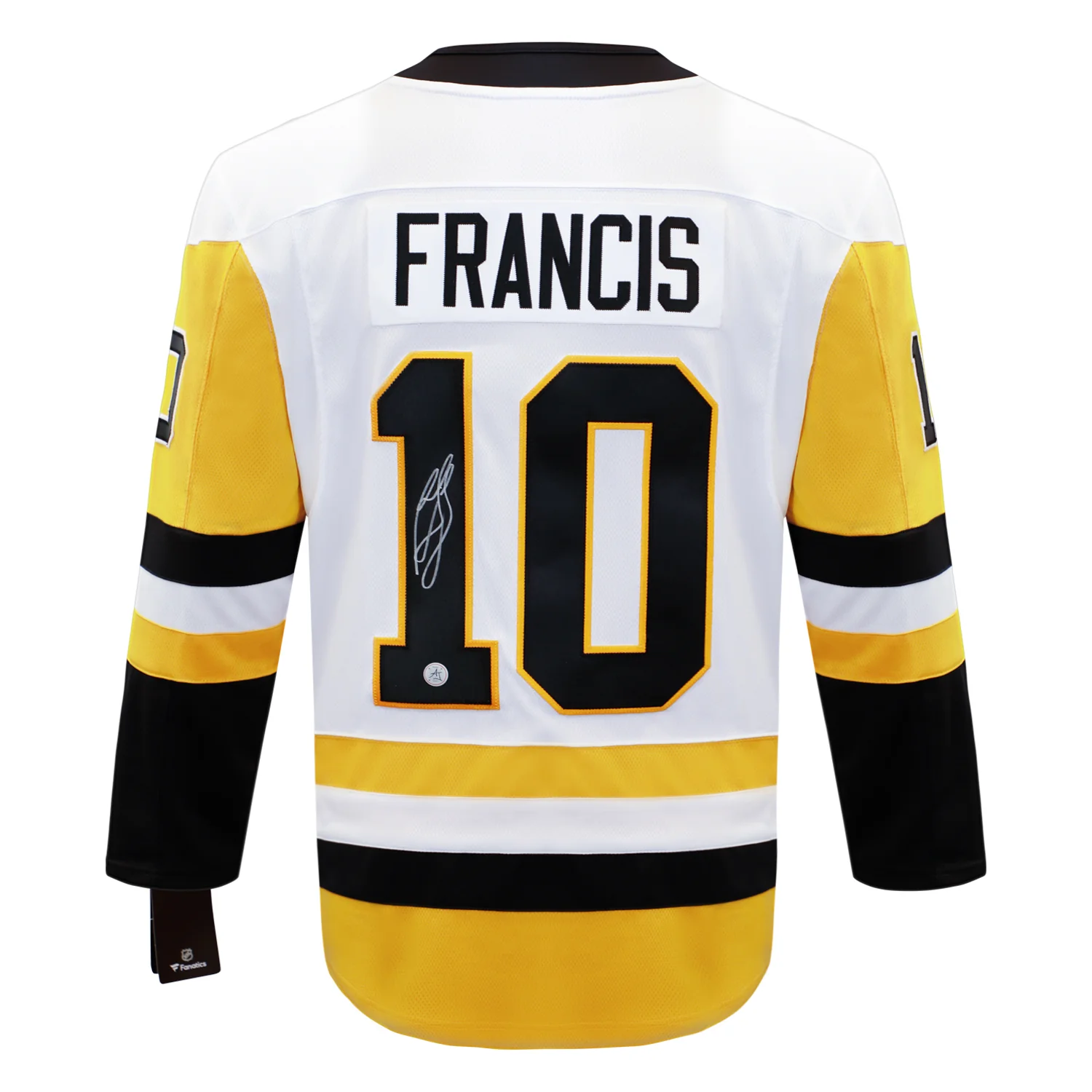 Ron Francis Autographed Pittsburgh Penguins White Fanatics Jersey Ron Francis Jersey white, Pittsburgh Penguins, supplier stock photo