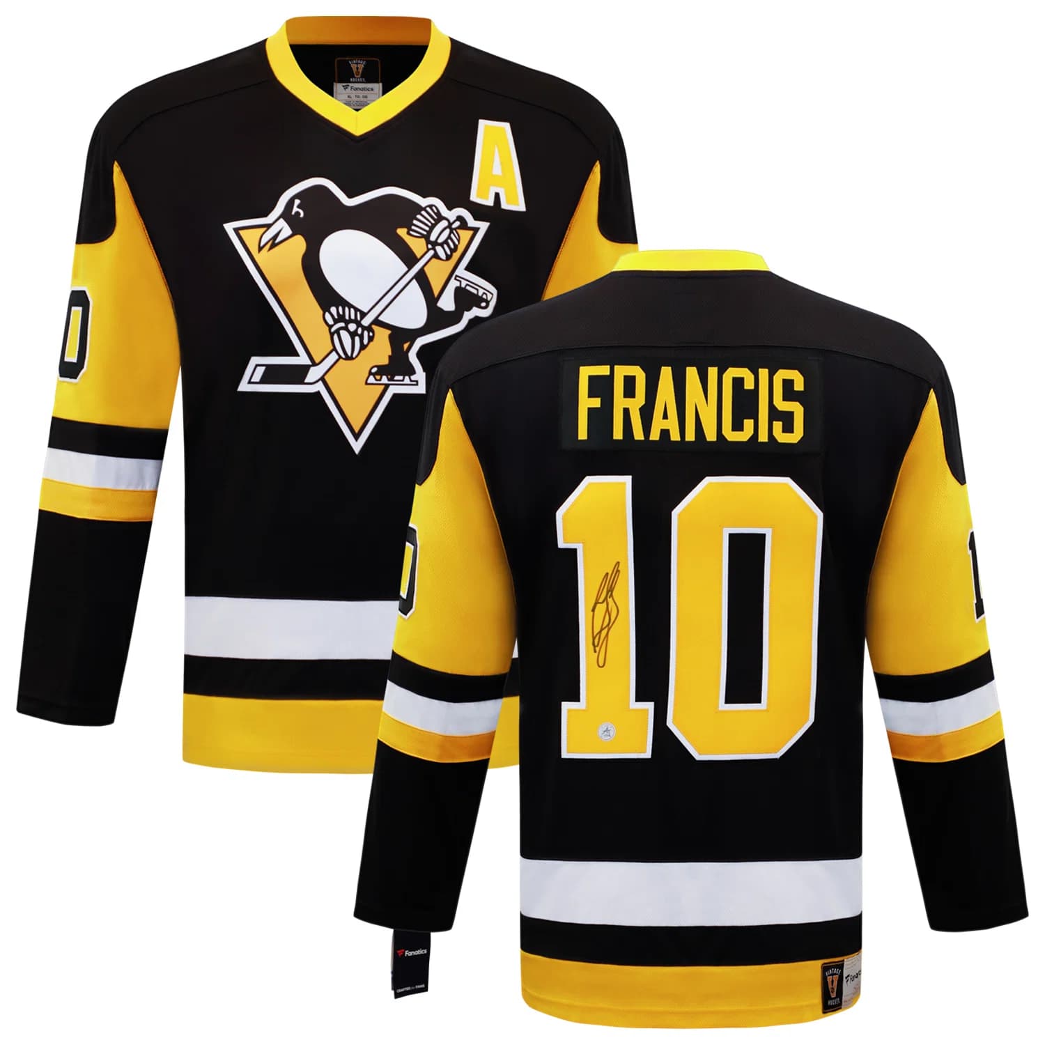 Ron Francis Autographed Pittsburgh Penguins Fanatics Throwback Jersey Ron Francis Jersey throwback, Pittsburgh Penguins, view 3, supplier stock photo