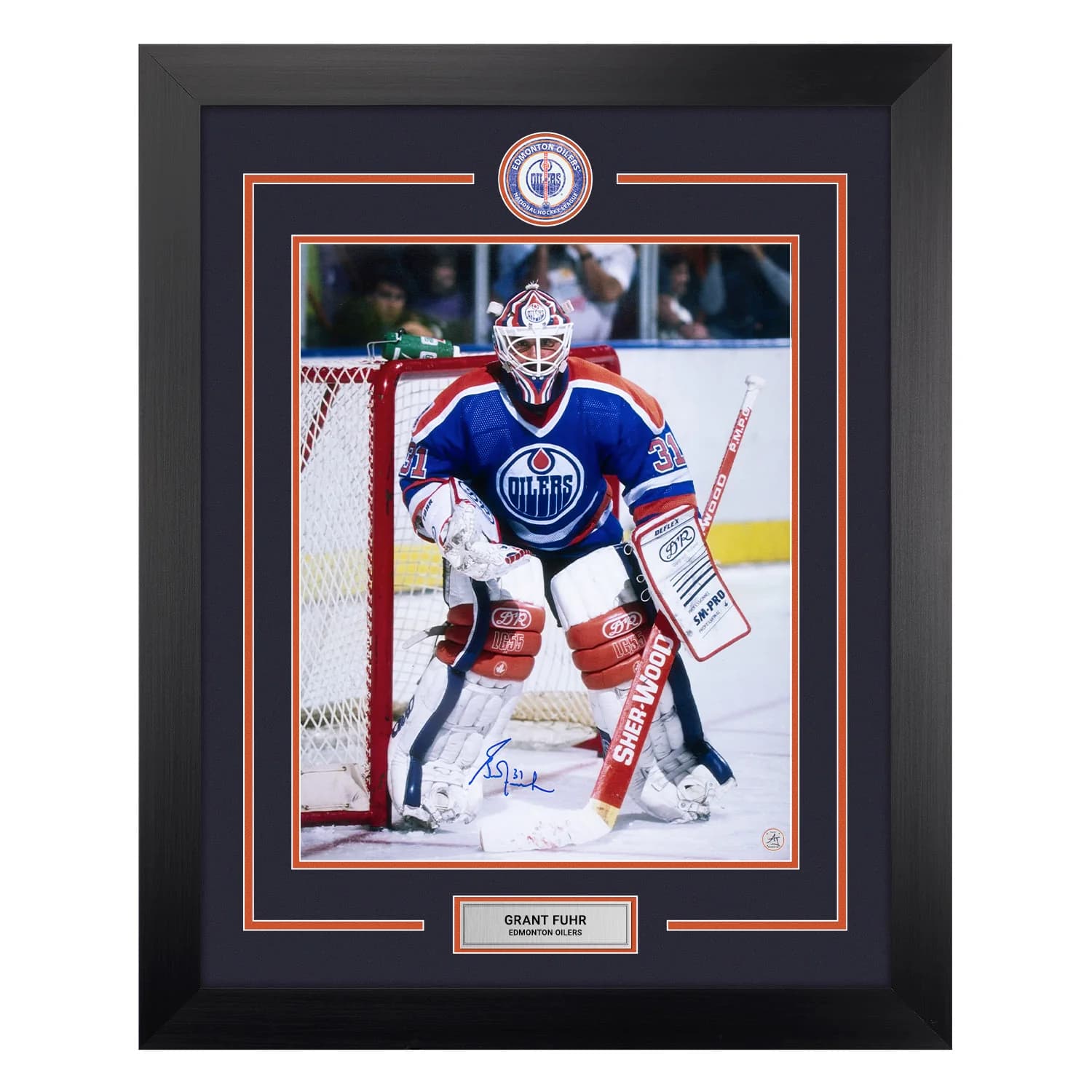 Grant Fuhr Autographed Edmonton Oilers Centre Ice Logo 26x32 Frame Grant Fuhr Other 26x32-centre-ice-logo-frame, Edmonton Oilers, supplier stock photo
