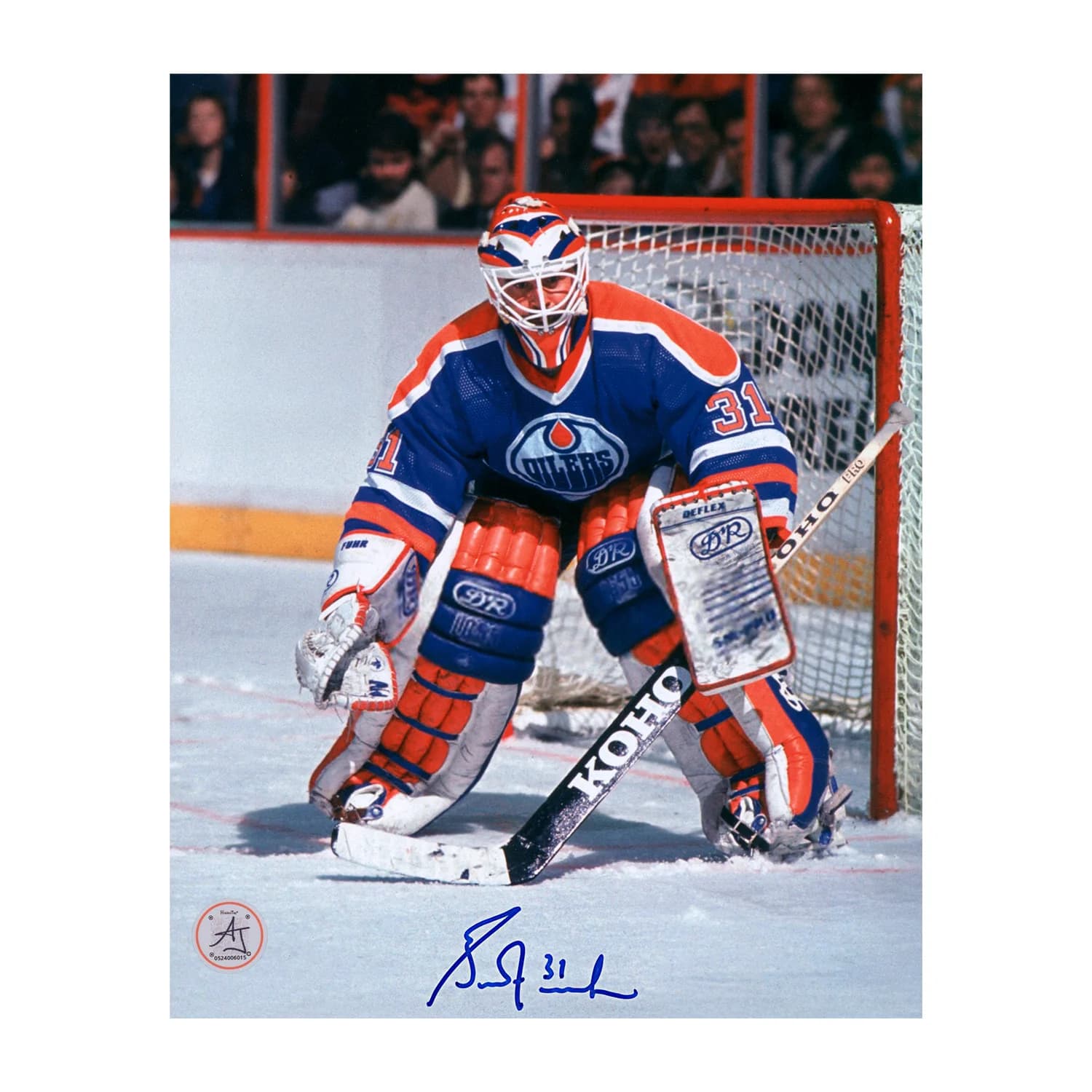 Grant Fuhr Autographed Edmonton Oilers Game Action 8x10 Photo Grant Fuhr Photo 8x10-game-action, Edmonton Oilers, supplier stock photo