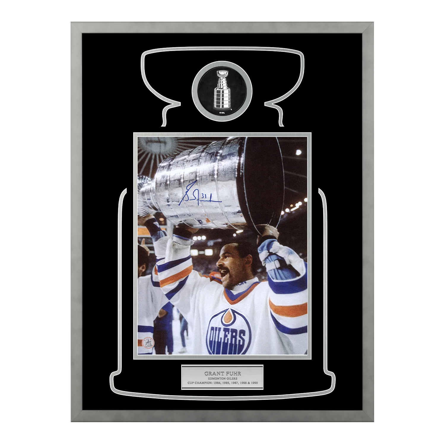 Grant Fuhr Signed Edmonton Oilers Cup Champion 20x26 Frame Grant Fuhr Other 20x26-cup-champion-frame, Edmonton Oilers, supplier stock photo
