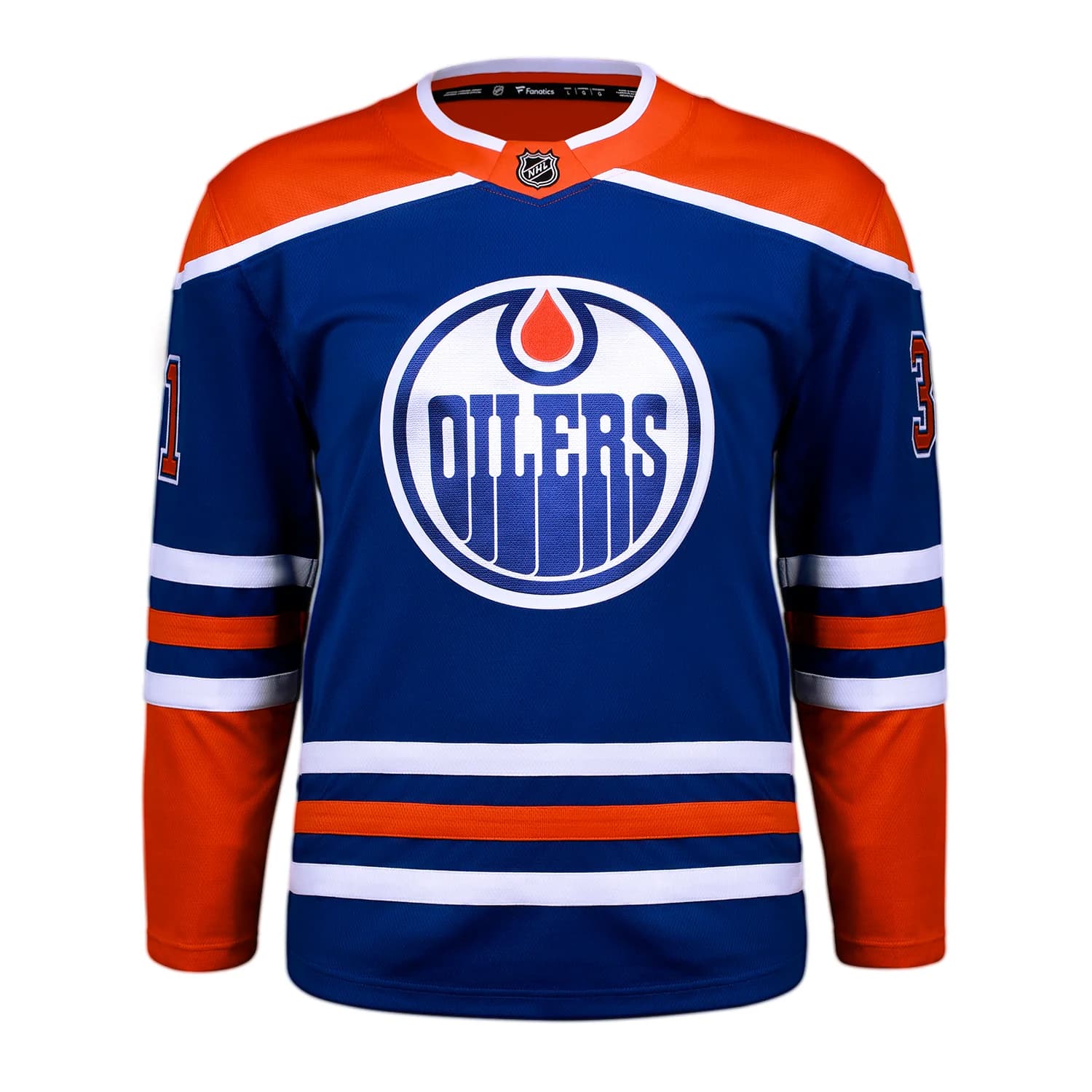 Grant Fuhr Signed Edmonton Oilers Blue Fanatics Breakaway Jersey Grant Fuhr Jersey blue-breakaway, Edmonton Oilers, view 2, supplier stock photo