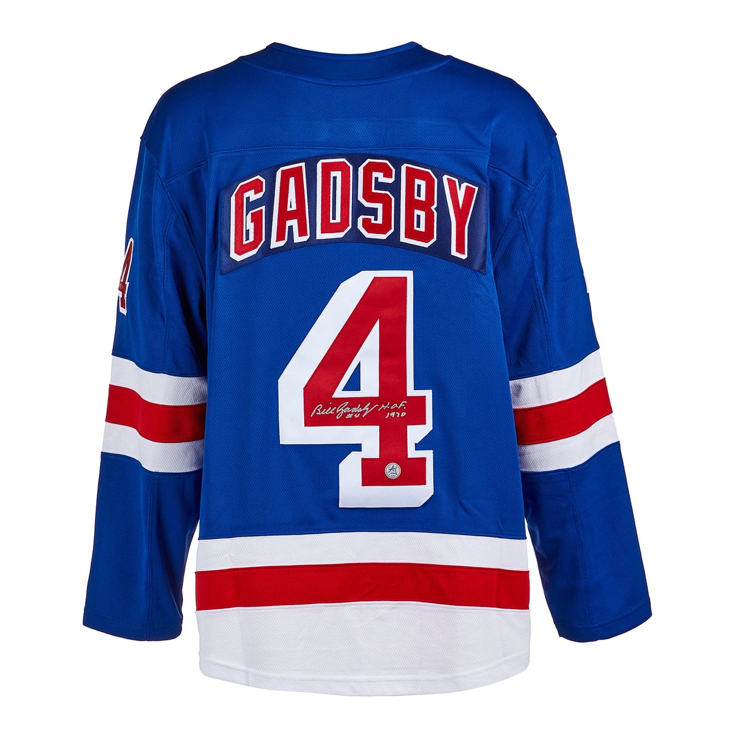 Bill Gadsby Autographed New York Rangers Fanatics Breakaway Jersey Bill Gadsby Jersey breakaway, New York Rangers, supplier stock photo