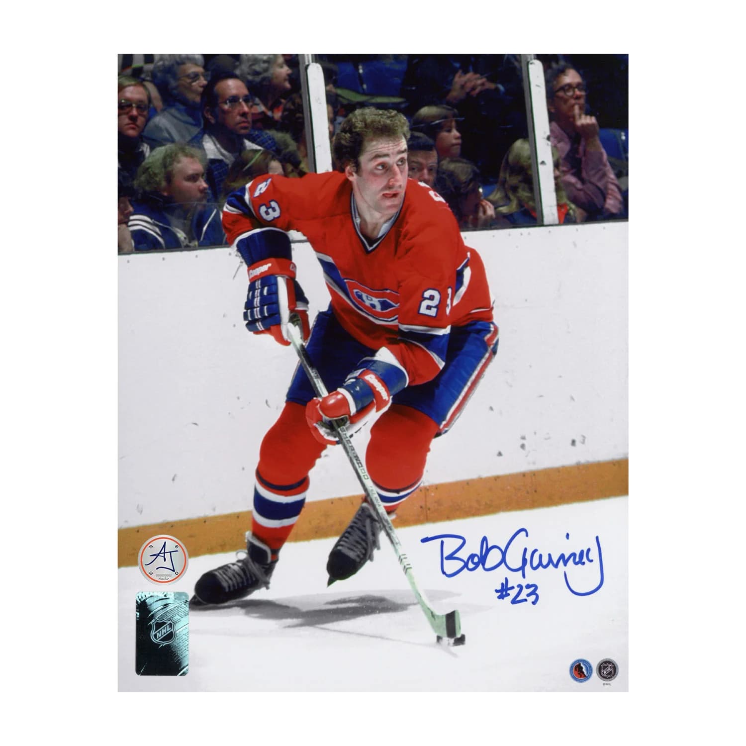 Bob Gainey Autographed Montreal Canadiens Game Action 8x10 Photo Bob Gainey Photo 8x10-game-action, Montreal Canadiens, supplier stock photo