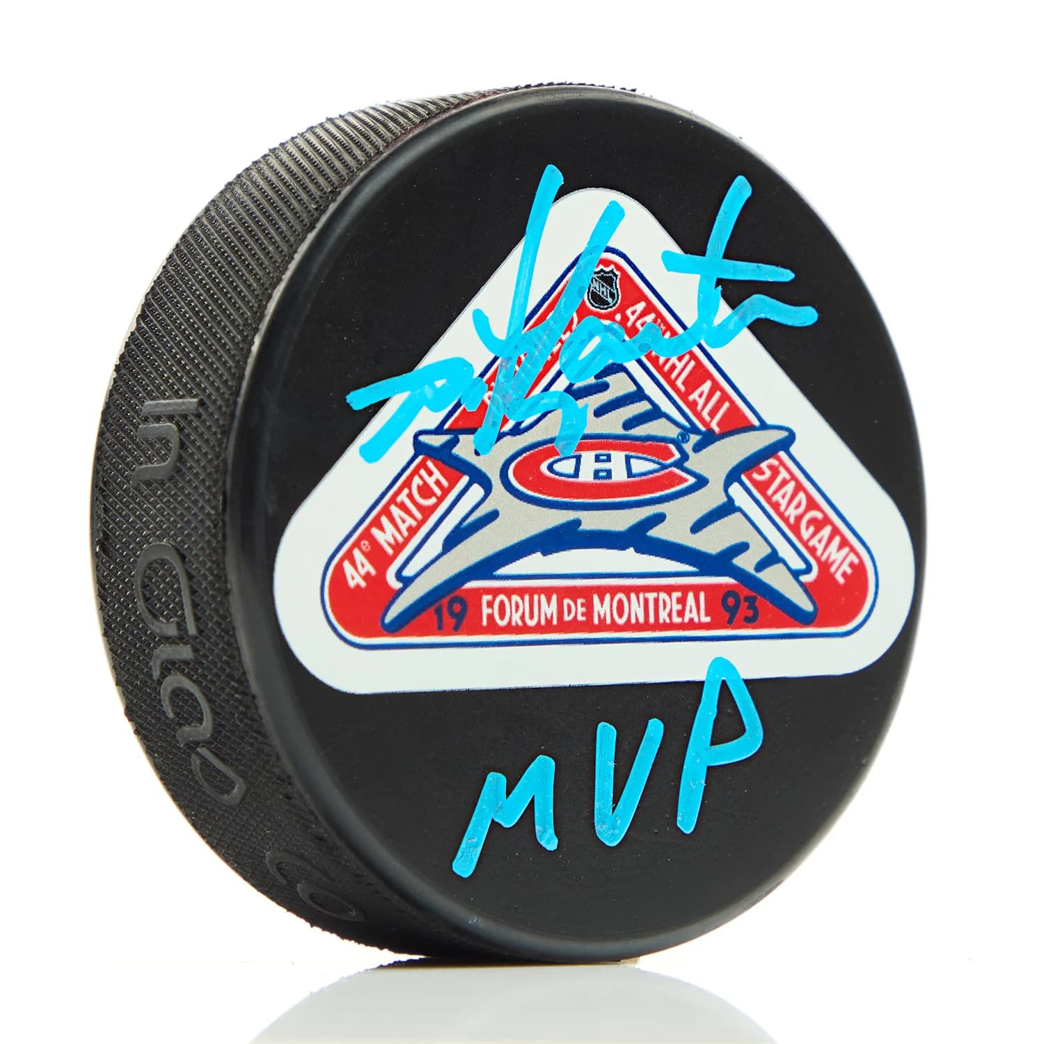 Mike Gartner Signed 1993 NHL All-Star Game Puck with MVP note Mike Gartner Puck 1993-nhl-all-star-game-mvp, supplier stock photo