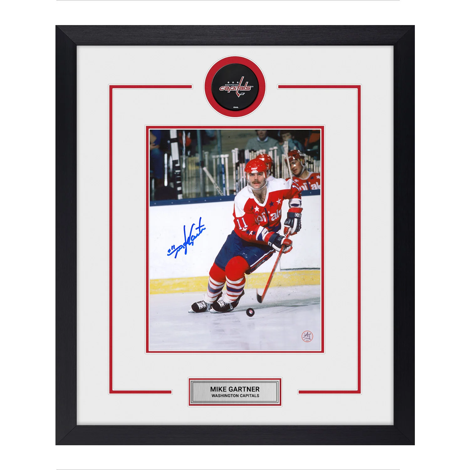 Mike Gartner Signed Washington Capitals Puck Logo 23x27 Frame Mike Gartner Puck 23x27-logo-frame, Washington Capitals, supplier stock photo