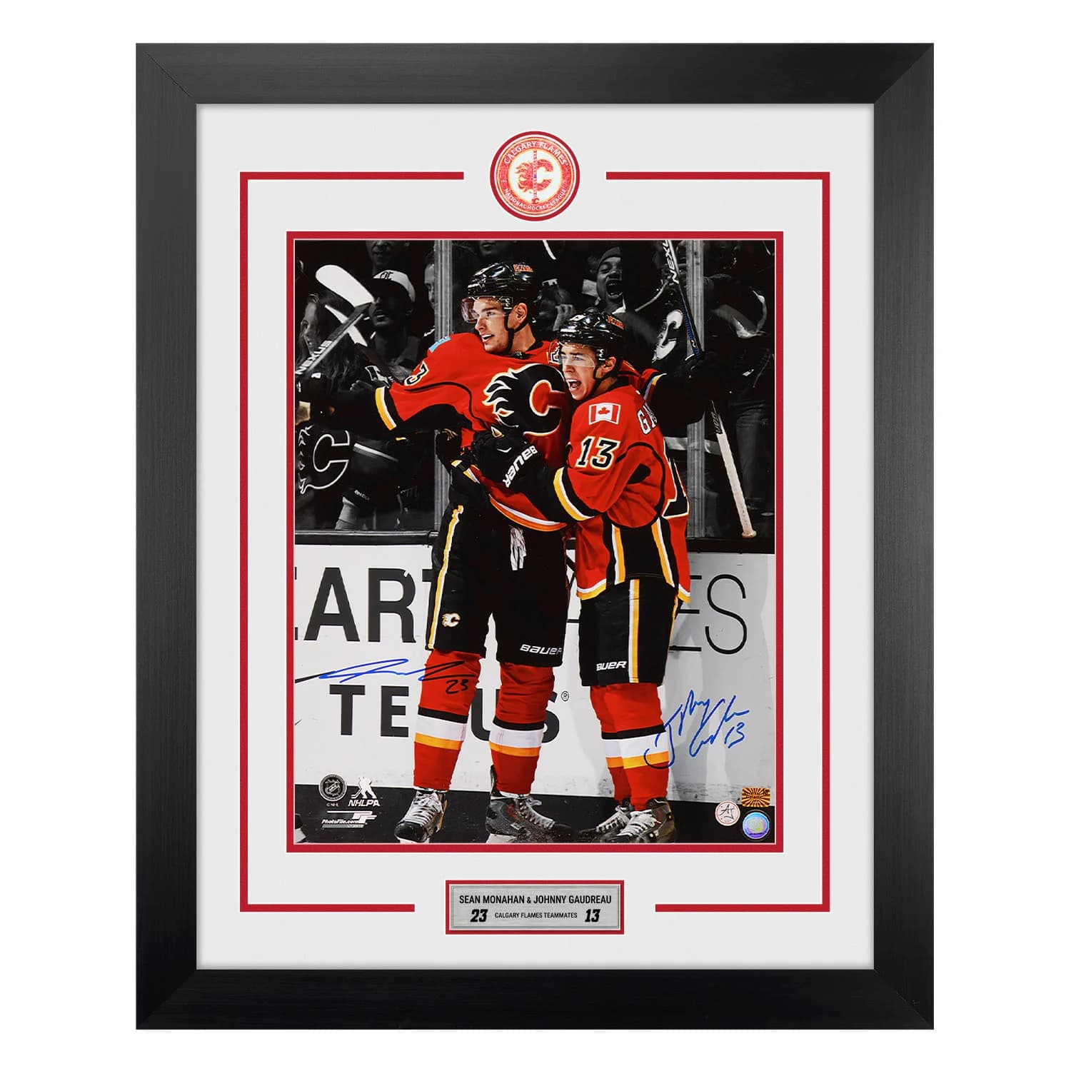 Johnny Gaudreau & Sean Monahan Dual Signed Calgary Flames Centre Ice 26x32 Frame Johnny Gaudreau Other 26x32-johnny-gaudreau-sean-monahan-dual-calgary, Calgary Flames, supplier stock photo