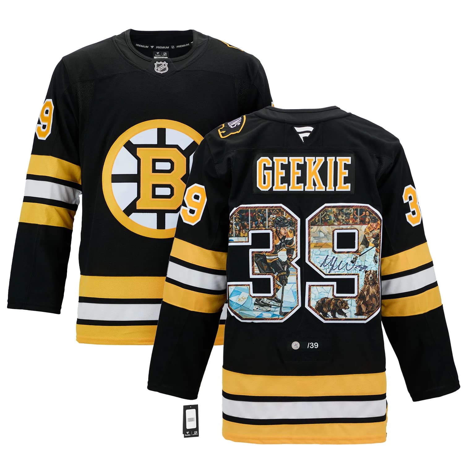 Morgan Geekie Signed Boston Bruins Impressionist Art Jersey #/39 Morgan Geekie Jersey morgan-geekie-boston-bruins-impressionist-art, Boston Bruins, view 3, supplier stock photo