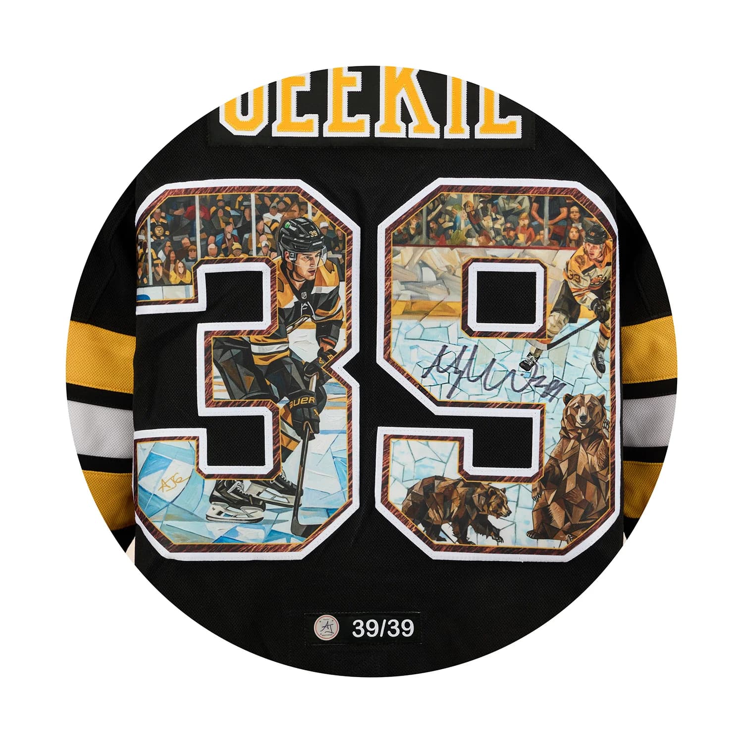 Morgan Geekie Signed Boston Bruins Impressionist Art Jersey #39/39 Morgan Geekie Jersey morgan-geekie-boston-bruins-impressionist-art, Boston Bruins, view 3, supplier stock photo