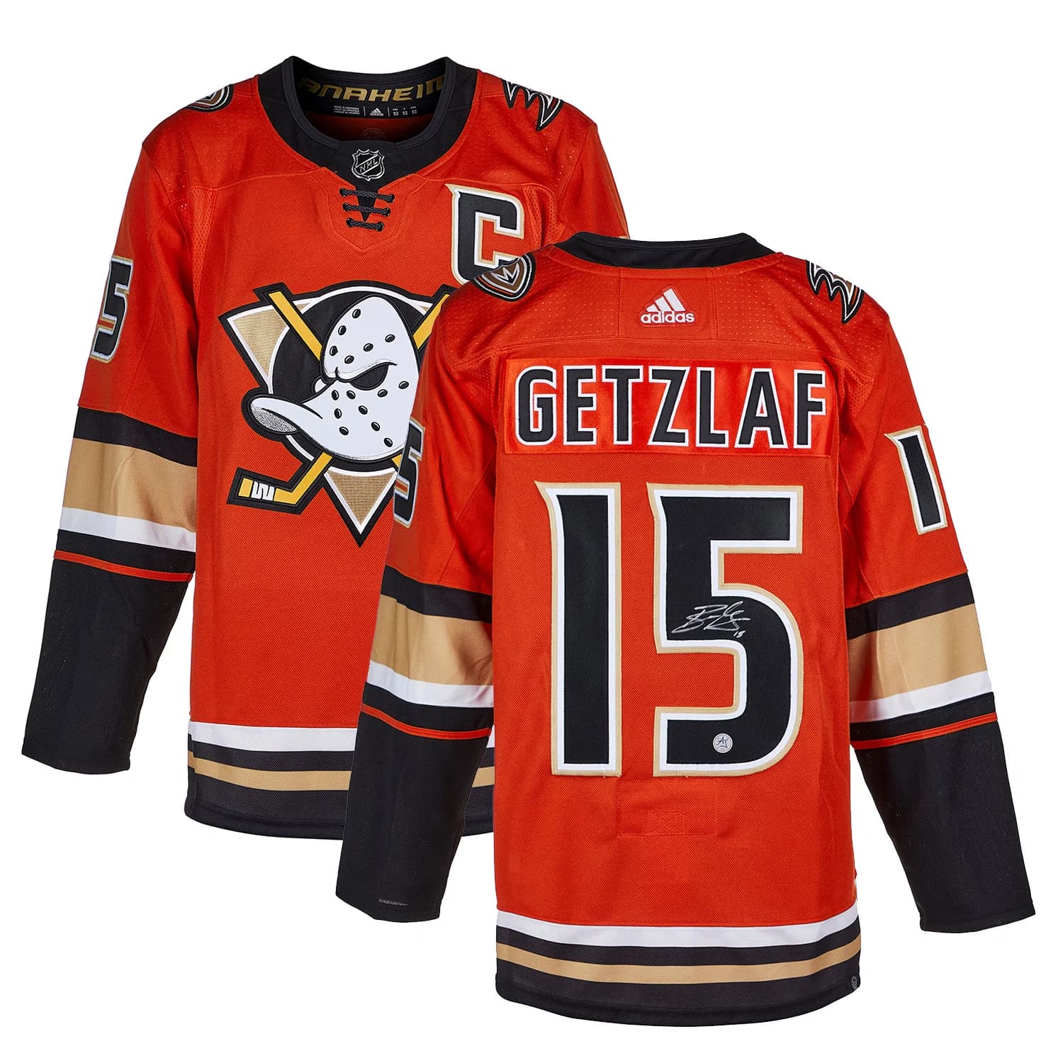 Ryan Getzlaf Signed Anaheim Ducks Orange Retro Third adidas Jersey Ryan Getzlaf Jersey orange-retro-third-adidas, Anaheim Ducks, view 3, supplier stock photo