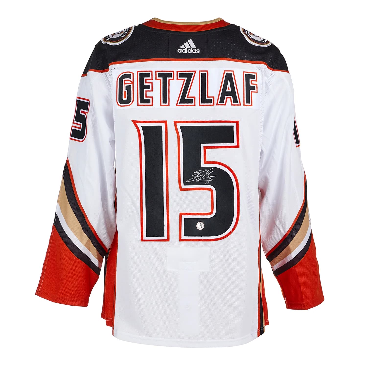 Ryan Getzlaf Signed Anaheim Ducks White adidas Jersey Ryan Getzlaf Jersey white-adidas, Anaheim Ducks, supplier stock photo