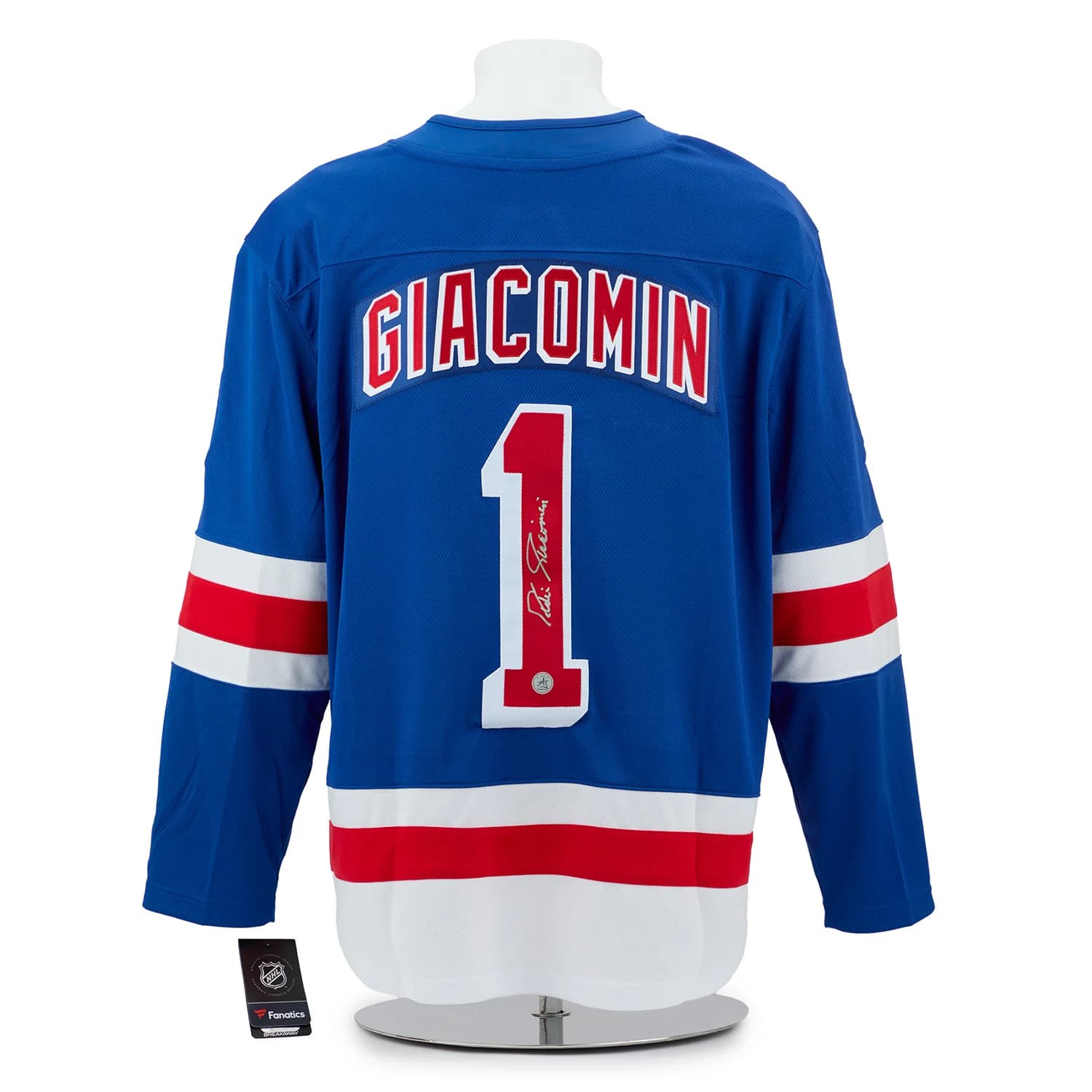 Eddie Giacomin Autographed New York Rangers Fanatics Breakaway Jersey Eddie Giacomin Jersey eddie-giacomin-york-rangers-breakaway, New York Rangers, supplier stock photo