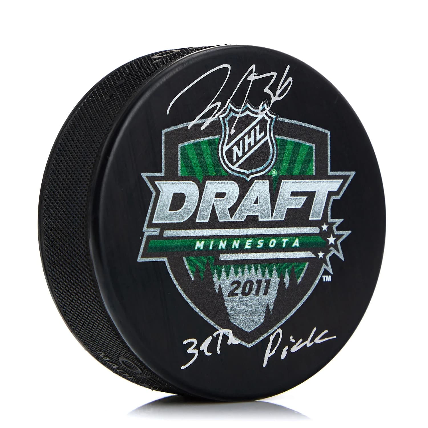 John Gibson Signed 2011 NHL Entry Draft Puck with 39th Pick Note John Gibson Puck 2011-nhl-entry-draft-39th-pick, supplier stock photo