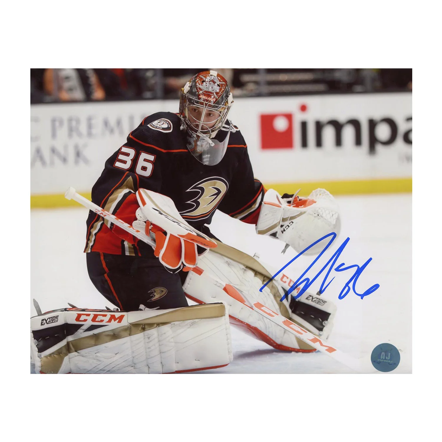 John Gibson Autographed Anaheim Ducks Goalie 8x10 Photo John Gibson Photo 8x10-goalie, Anaheim Ducks, supplier stock photo