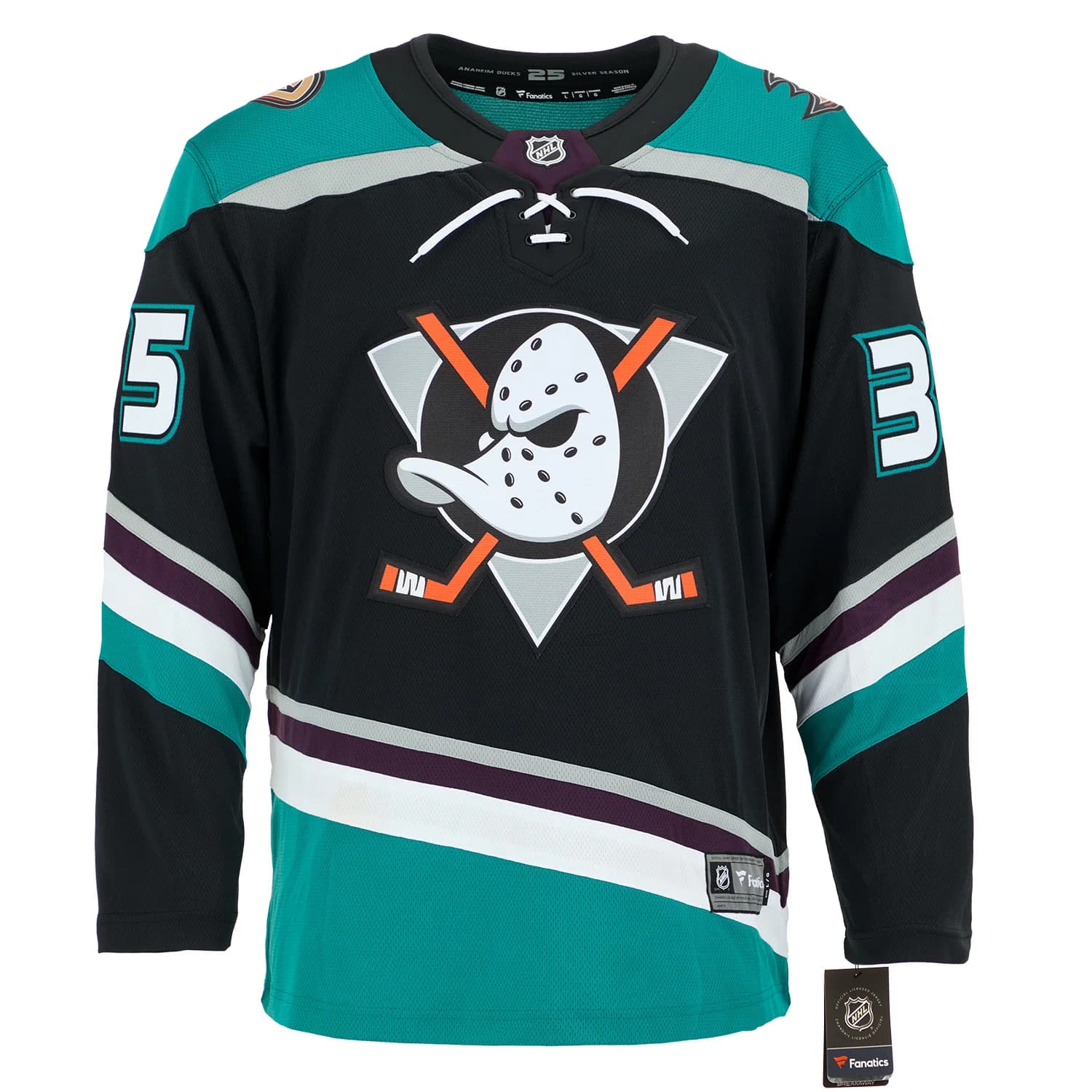 JS Giguere Signed Anaheim Ducks Throwback Breakaway Jersey JS Giguere Jersey throwback-breakaway, Anaheim Ducks, view 2, supplier stock photo