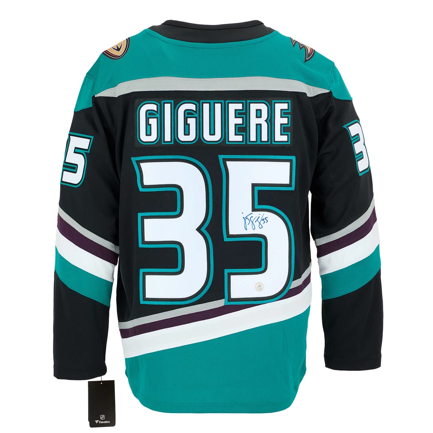 JS Giguere Signed Anaheim Ducks Throwback Breakaway Jersey JS Giguere Jersey throwback-breakaway, Anaheim Ducks, supplier stock photo
