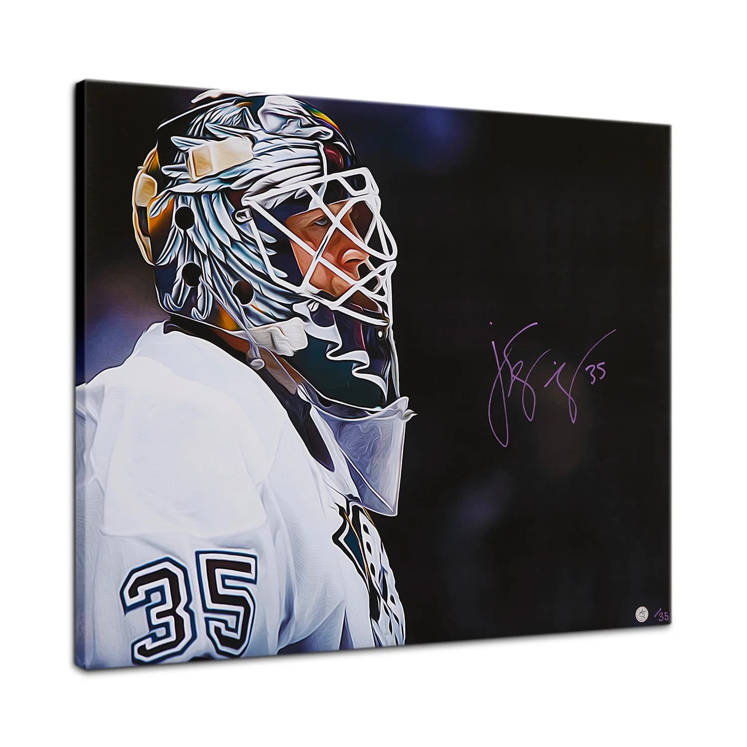 JS Giguere Signed Anaheim Goalie Mask Profile 26x32 Art Canvas /35 JS Giguere Canvas 26x32-anaheim-goalie-mask-profile-art-35, supplier stock photo