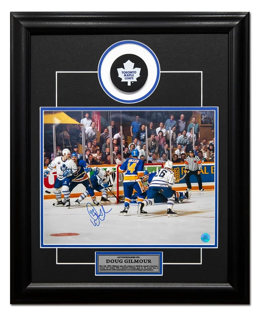 Doug Gilmour Toronto Maple Leafs Autographed Wrap Around 20x24 Puck Frame Doug Gilmour Puck 20x24-wrap-around-frame, Toronto Maple Leafs, supplier stock photo