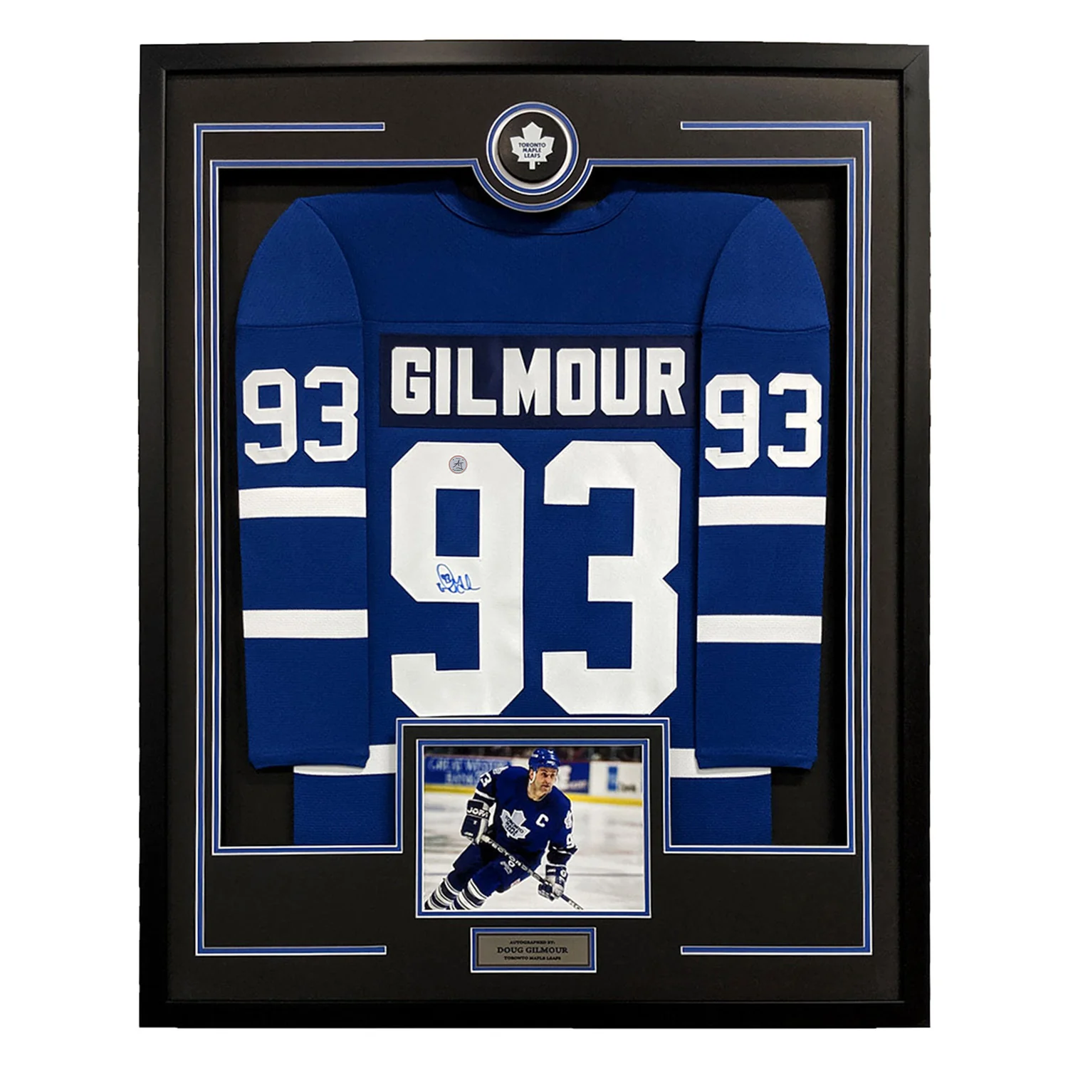 Doug Gilmour Signed Toronto Maple Leafs Puck Logo 36x44 Jersey Frame Doug Gilmour Jersey 36x44-logo-frame, Toronto Maple Leafs, supplier stock photo