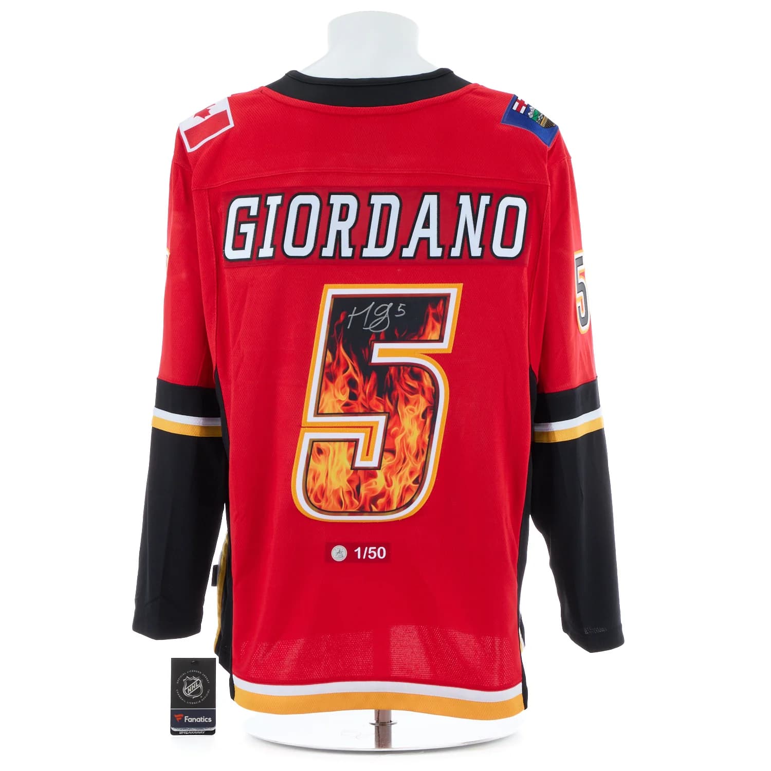 Mark Giordano Signed Calgary Flames Roaring Fire Art Jersey #1/50 Mark Giordano Jersey roaring-fire-art-1-50, Calgary Flames, supplier stock photo