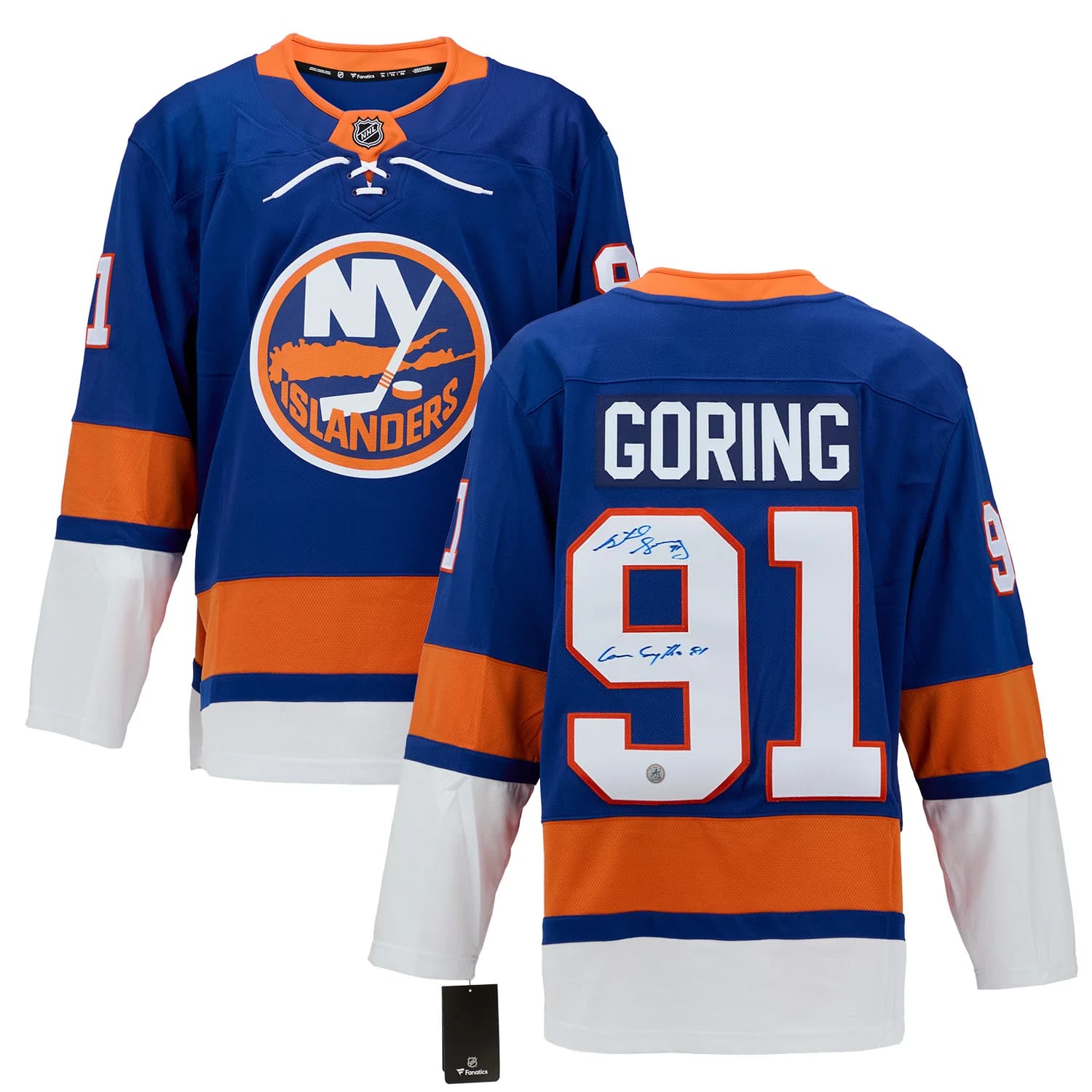 Butch Goring Autographed New York Islanders Fanatics Breakaway Jersey Butch Goring Jersey breakaway, New York Islanders, view 3, supplier stock photo