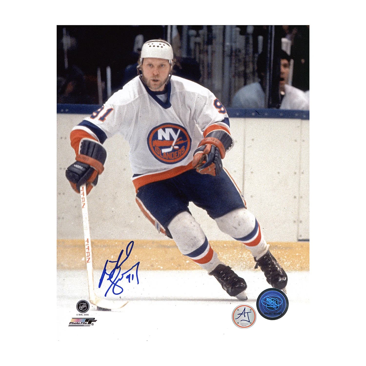 Butch Goring Autographed New York Islanders Game Action 8x10 Photo Butch Goring Photo 8x10-game-action, New York Islanders, supplier stock photo