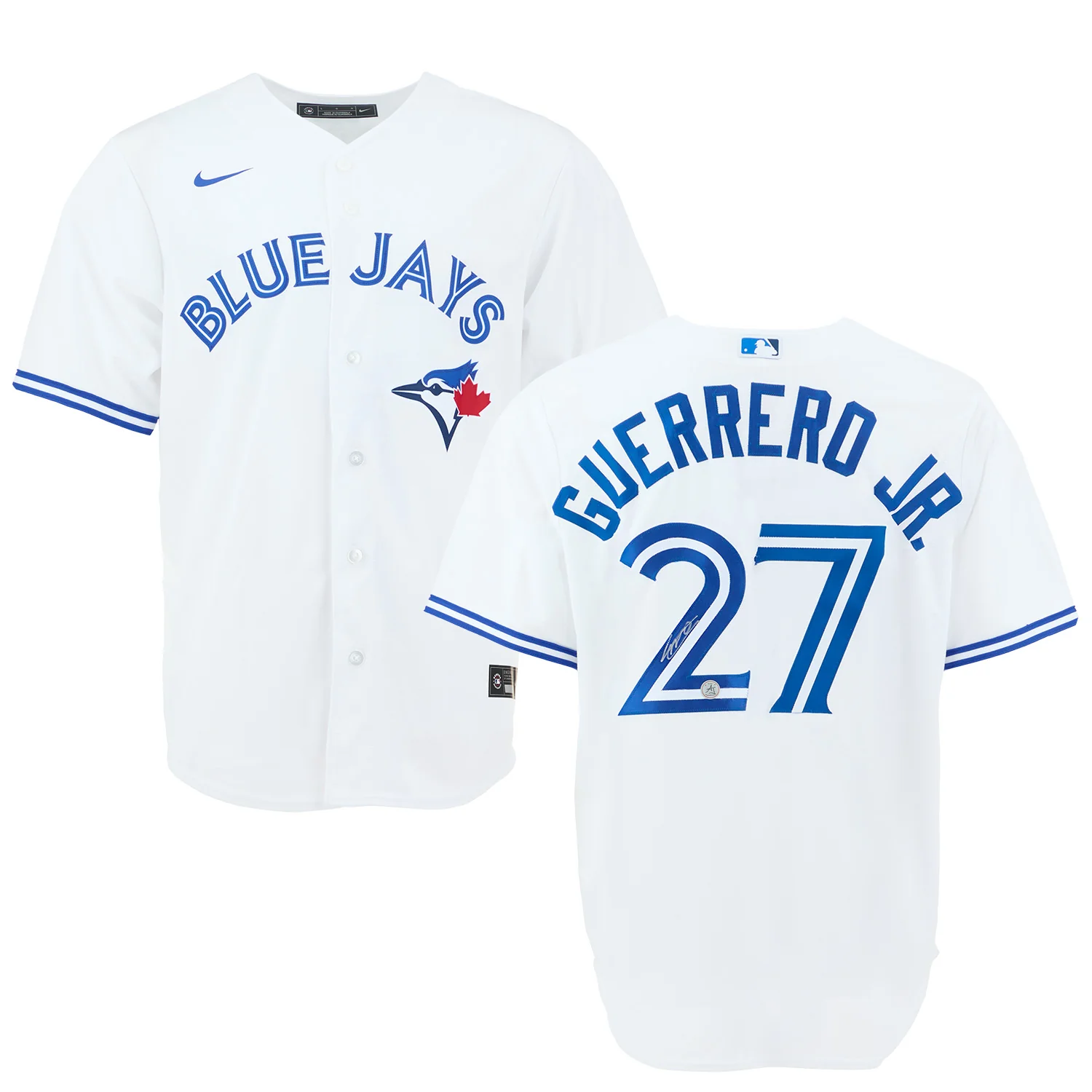Vladimir Guerrero Jr Autographed Toronto Blue Jays White Nike Baseball Jersey Vladimir Guerrero Jr Jersey vladimir-guerrero-jr-toronto-blue-jays, view 3, supplier stock photo
