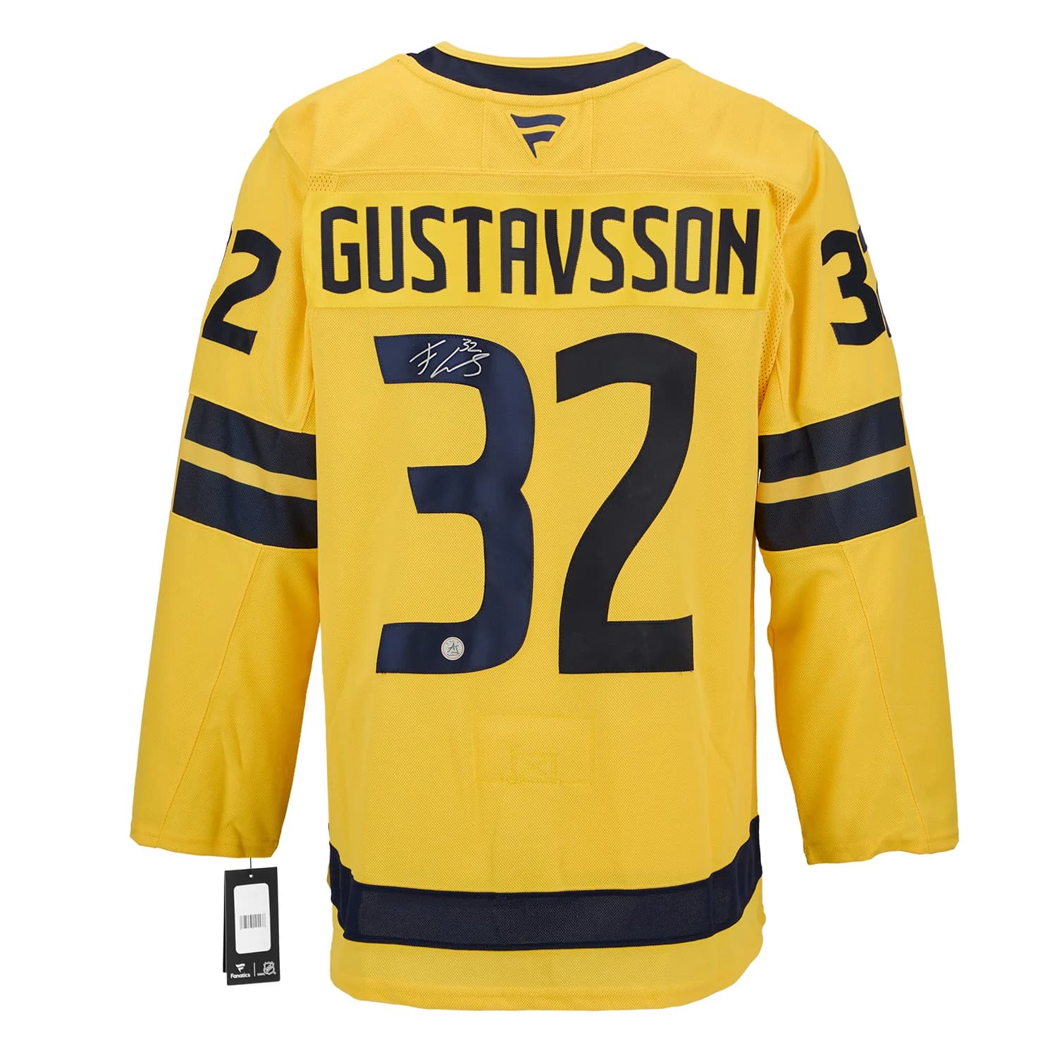 Filip Gustavsson Signed Team Sweden 4 Nations Face-Off Fanatics Premium Jersey Filip Gustavsson Jersey team-sweden-4-nations-face-off, supplier stock photo