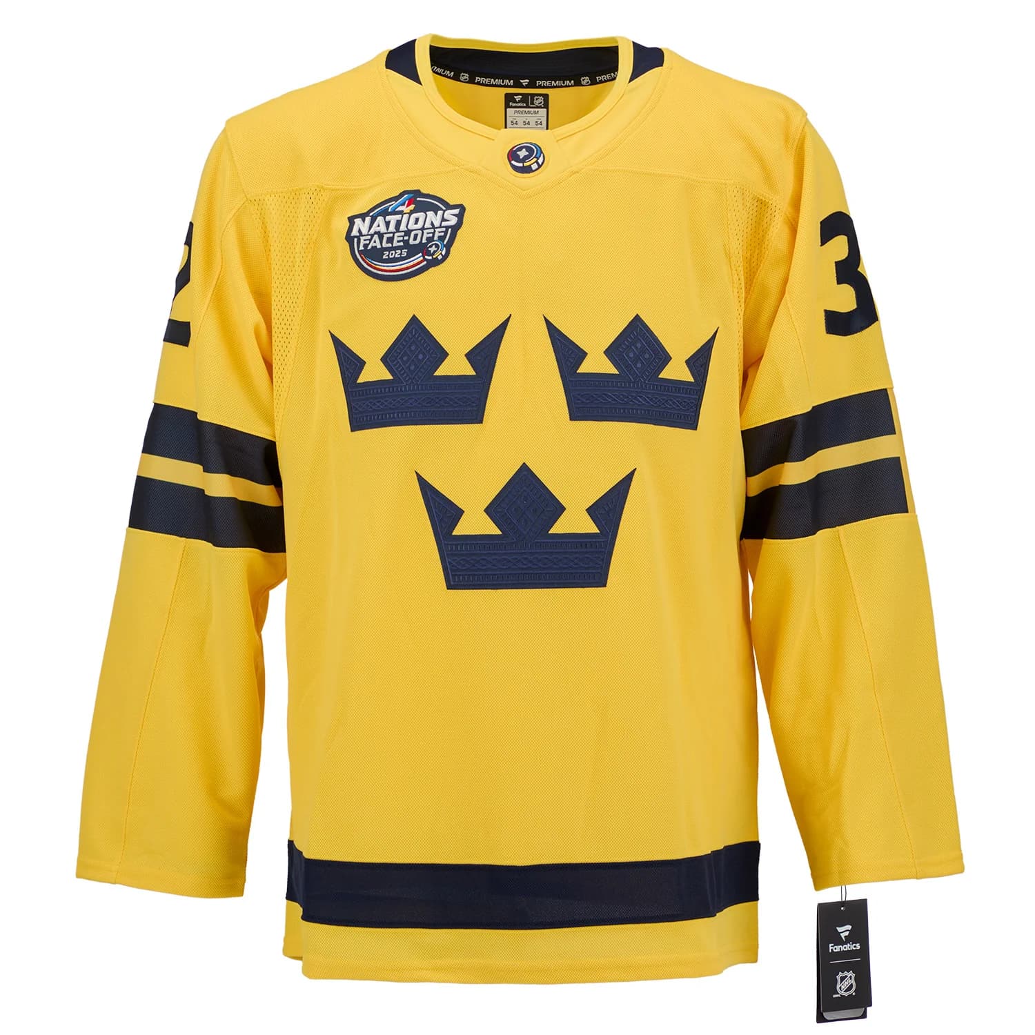Filip Gustavsson Signed Team Sweden 4 Nations Face-Off Fanatics Premium Jersey Filip Gustavsson Jersey team-sweden-4-nations-face-off, view 2, supplier stock photo