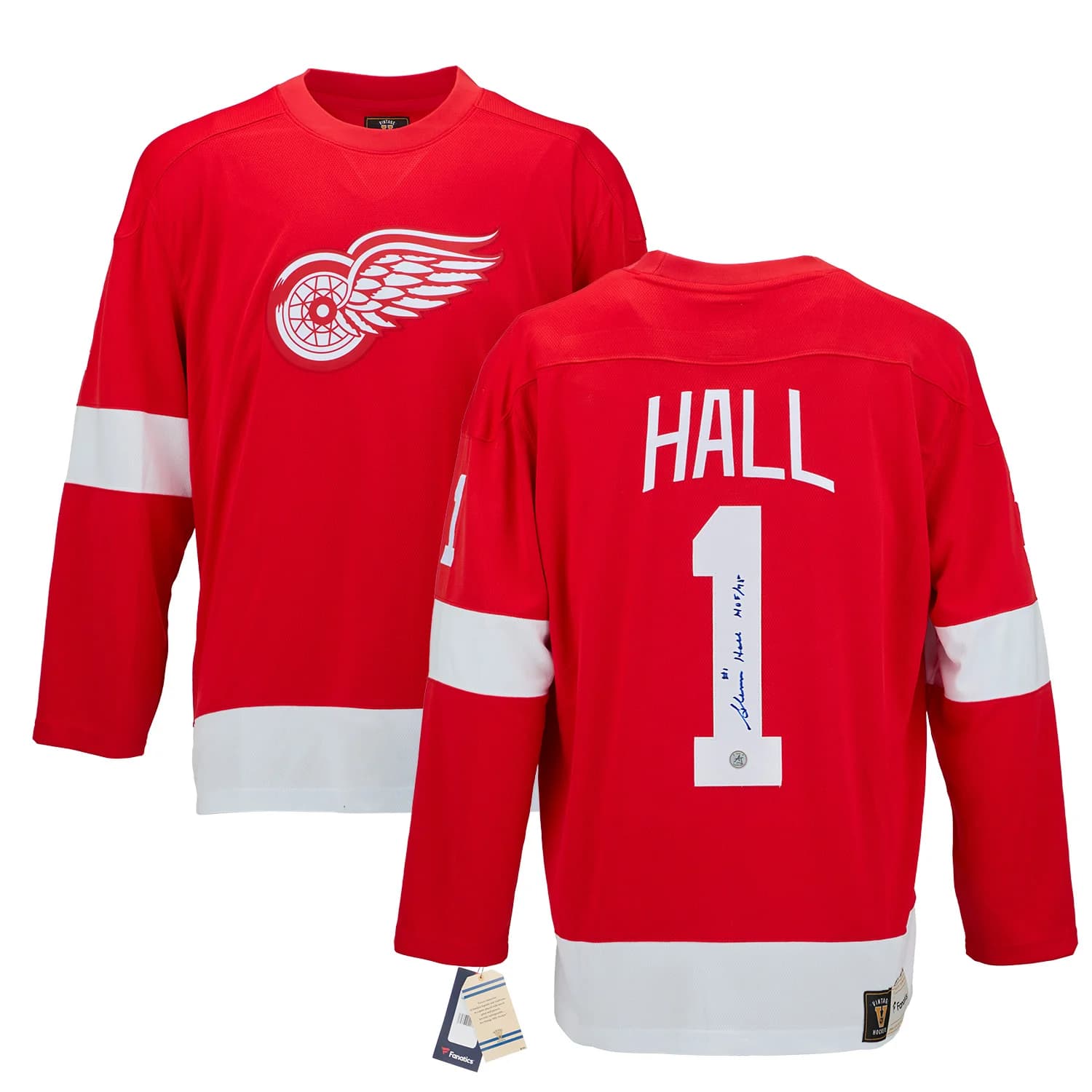 Glenn Hall Autographed Detroit Red Wings Fanatics Throwback Jersey Glenn Hall Jersey glenn-hall-throwback, Detroit Red Wings, view 3, supplier stock photo