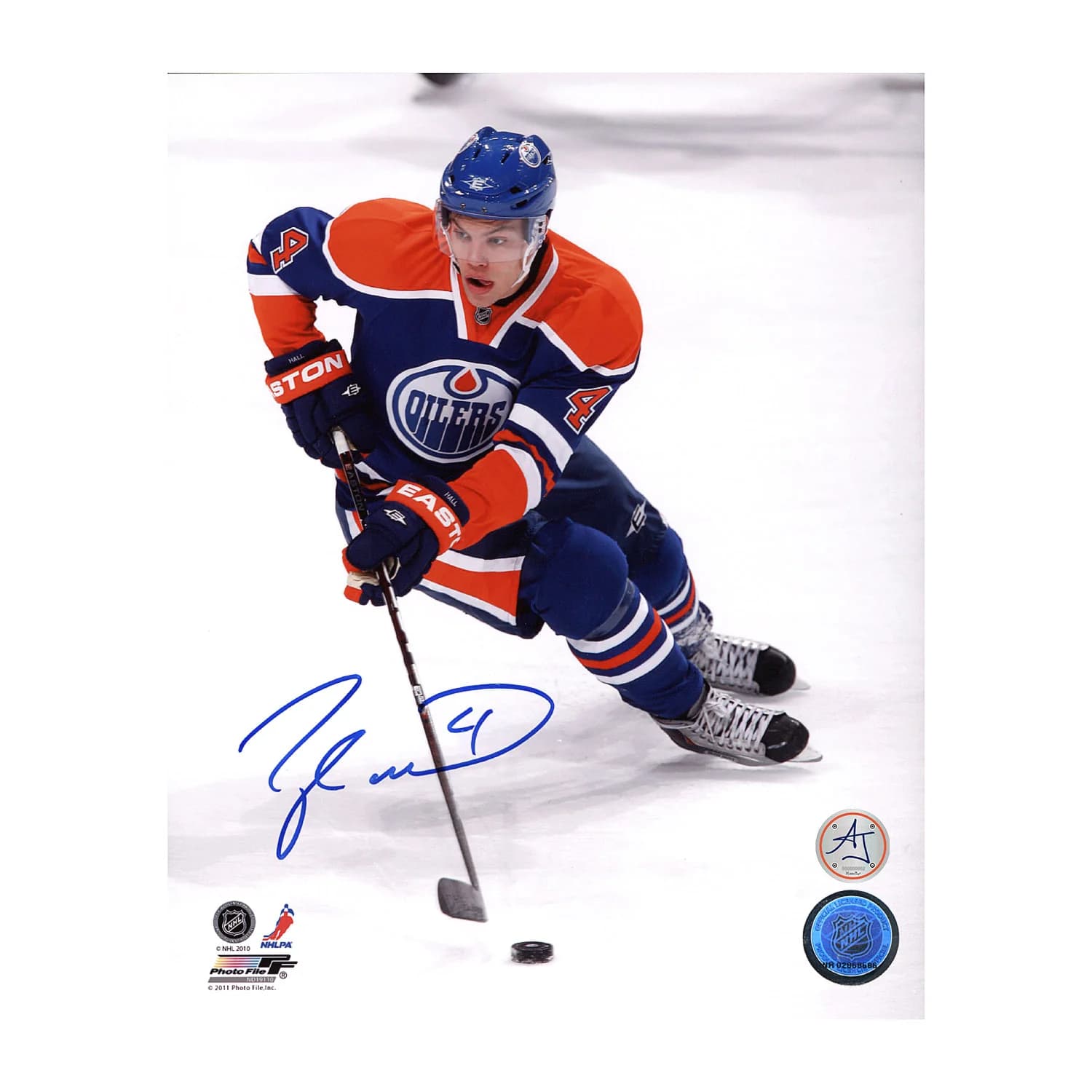 Taylor Hall Signed Edmonton Oilers Puck Control 8x10 Photo Taylor Hall Puck 8x10-taylor-hall-control, Edmonton Oilers, supplier stock photo