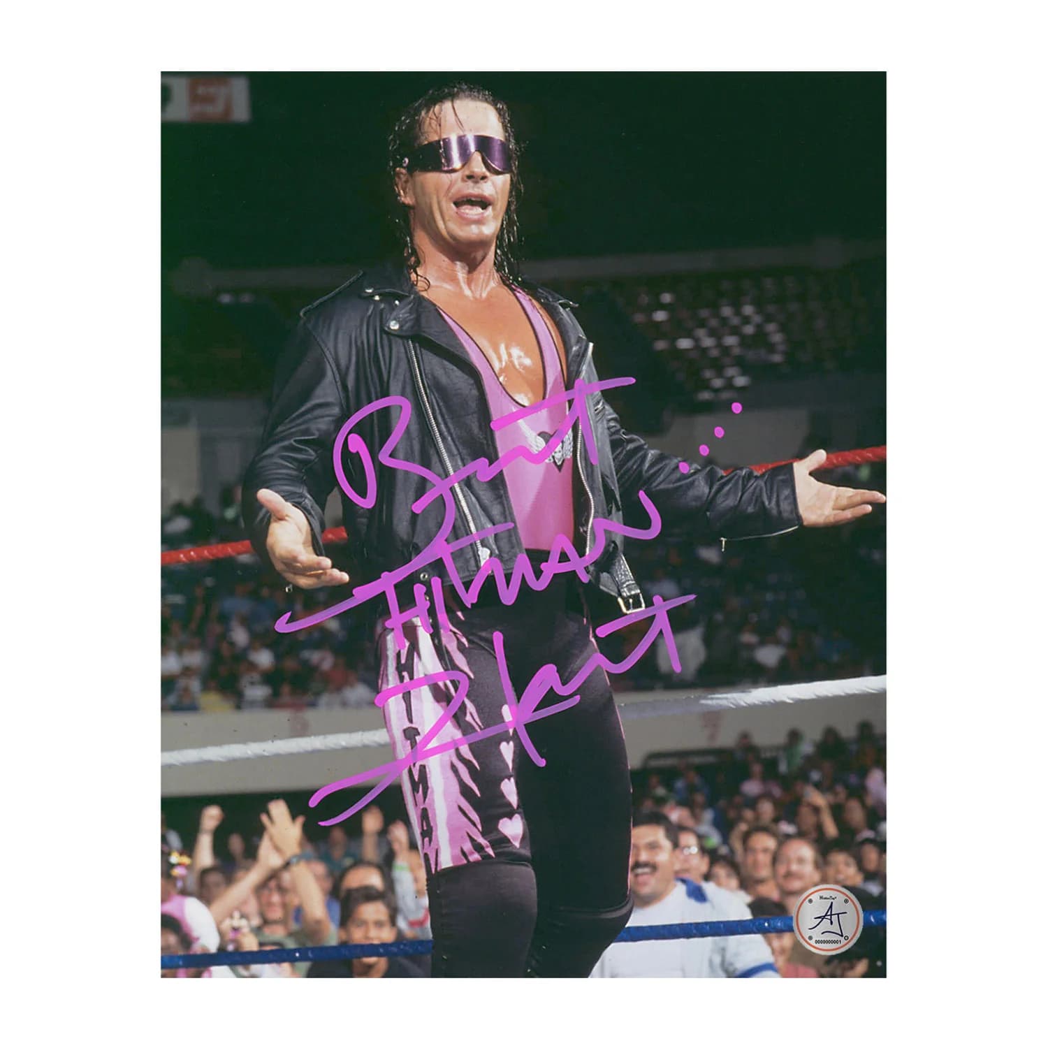 Bret Hitman Hart WWE Autographed Wrestling Sunglasses 8x10 Photo Bret Hitman Hart Photo 8x10-wwe-wrestling-sunglasses, supplier stock photo