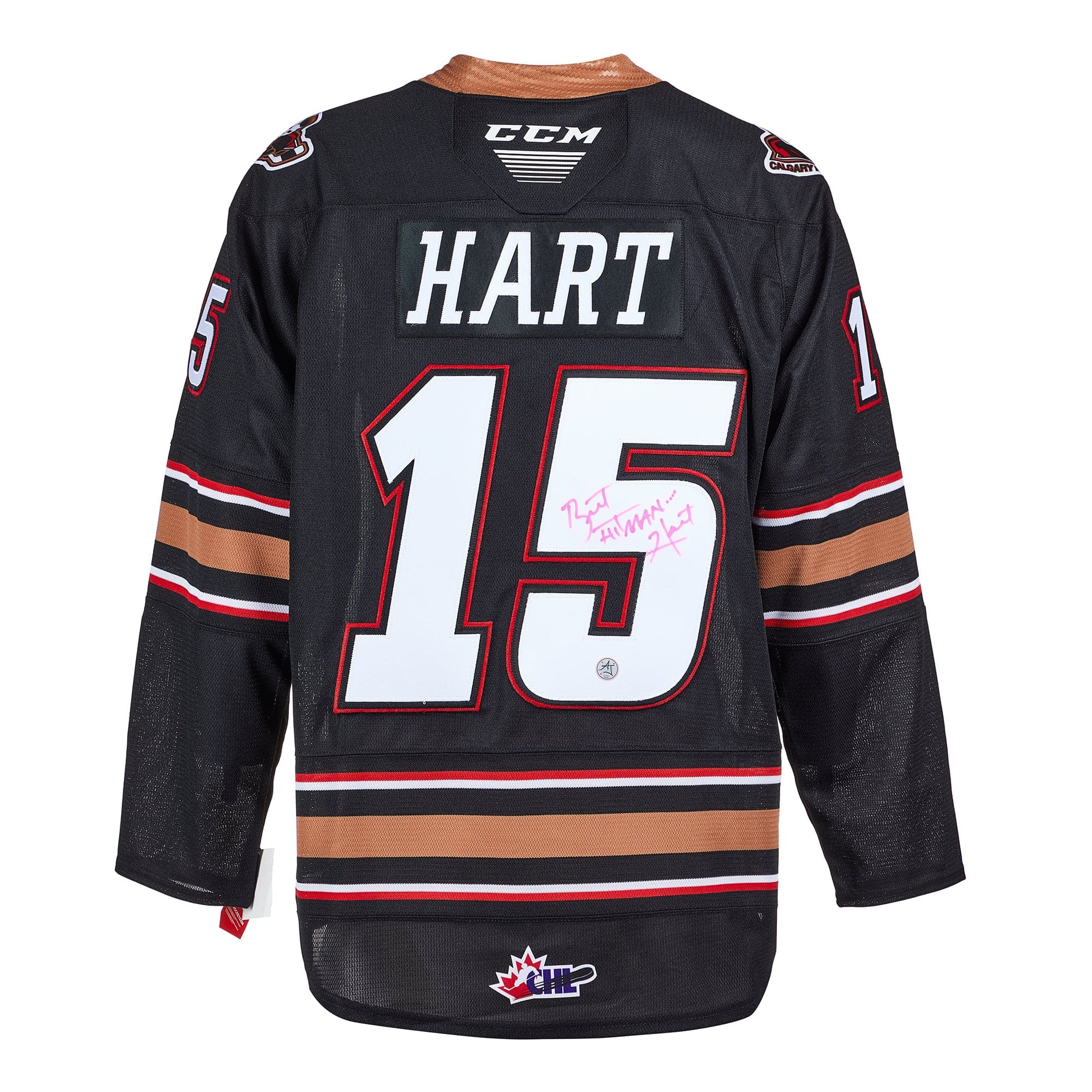 Bret Hitman Hart Calgary Hitmen Autographed CHL CCM Jersey Bret Hitman Hart Jersey calgary-hitmen-chl-ccm, supplier stock photo