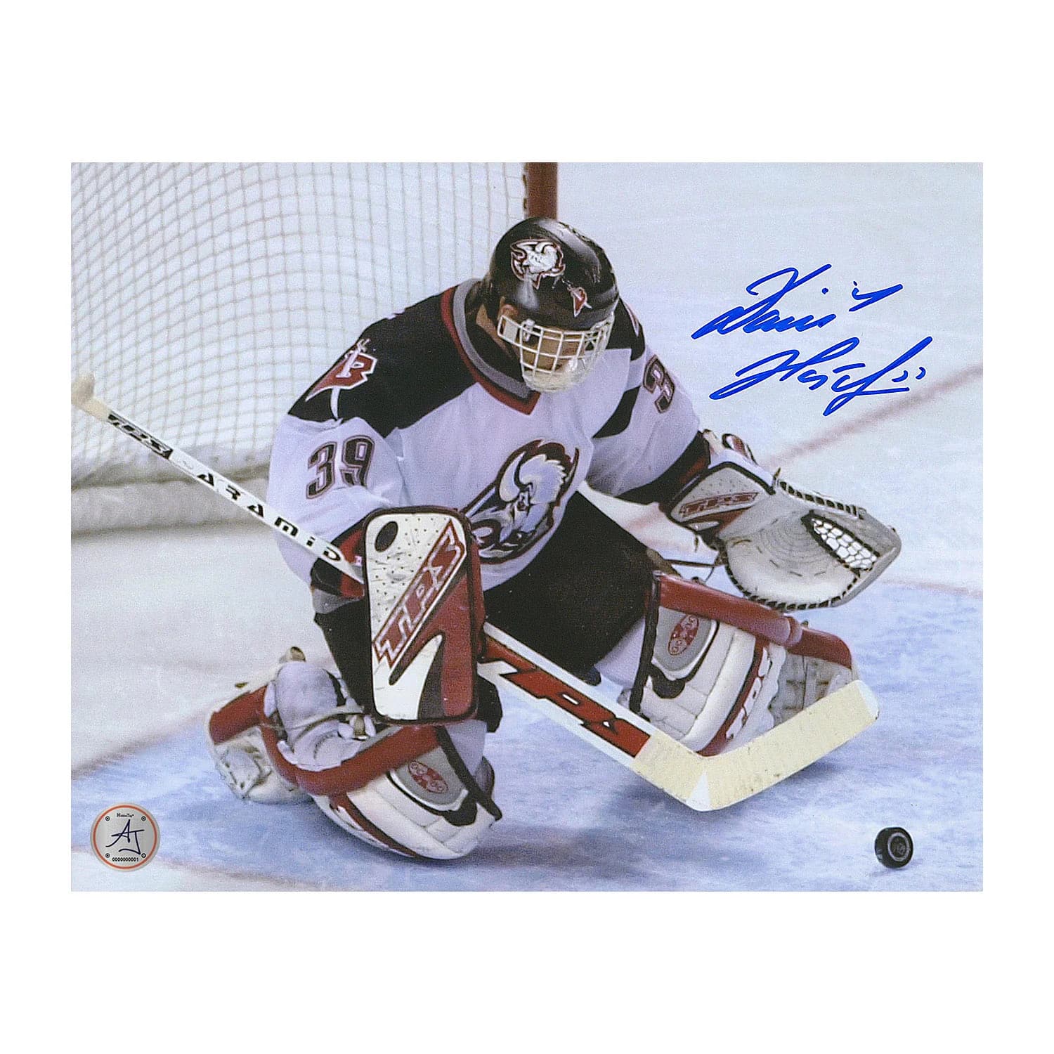 Dominik Hasek Signed Buffalo Sabres Goal Crease Puck Save 8x10 Photo Dominik Hasek Puck 8x10-goal-crease-save, Buffalo Sabres, supplier stock photo