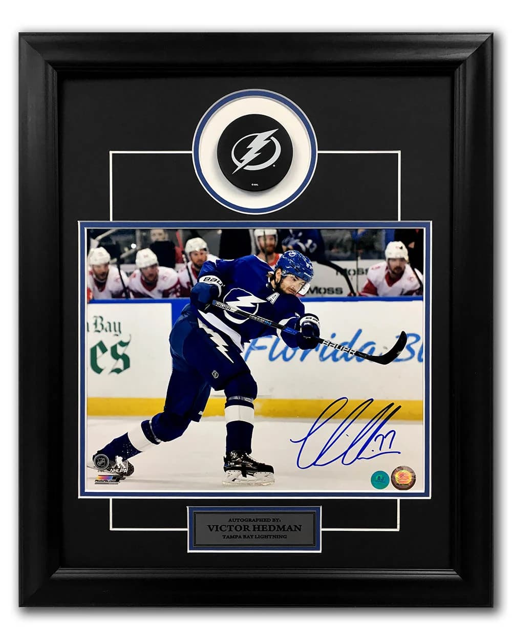 Victor Hedman Signed Tampa Bay Lightning 20x24 Puck Frame Victor Hedman Puck 20x24-frame, Tampa Bay Lightning, supplier stock photo