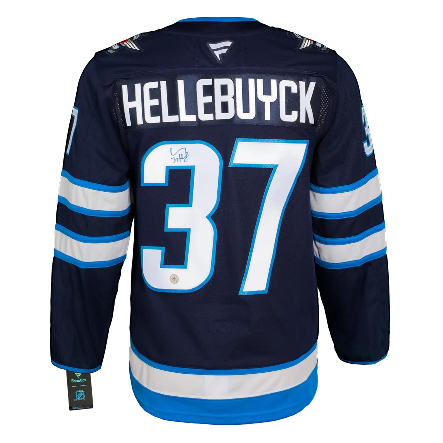 Connor Hellebuyck Autographed Winnipeg Jets Fanatics Premium Jersey Connor Hellebuyck Jersey premium, Winnipeg Jets, supplier stock photo