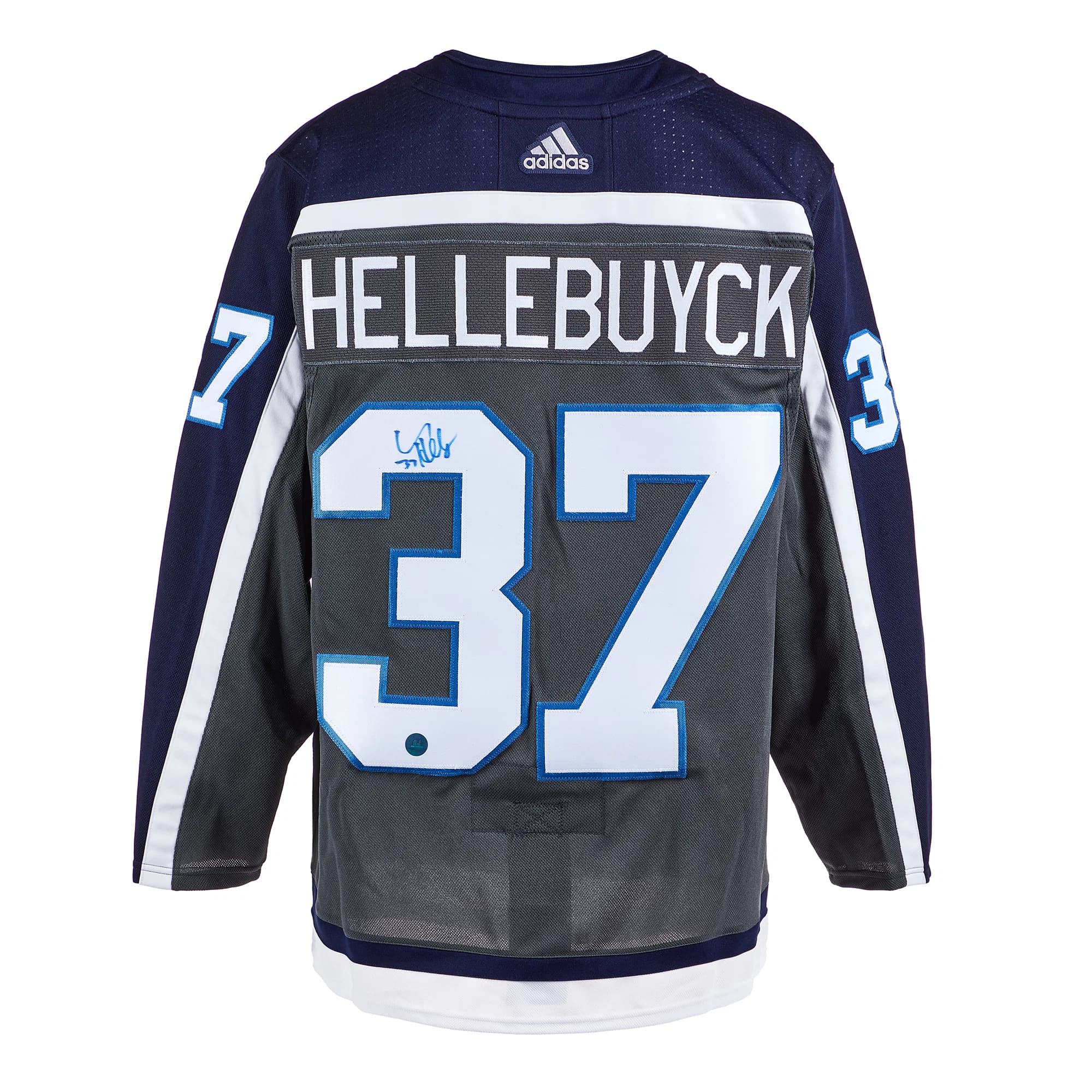 Connor Hellebuyck Signed Winnipeg Jets Reverse Retro adidas Jersey Connor Hellebuyck Jersey reverse-retro-adidas, Winnipeg Jets, supplier stock photo