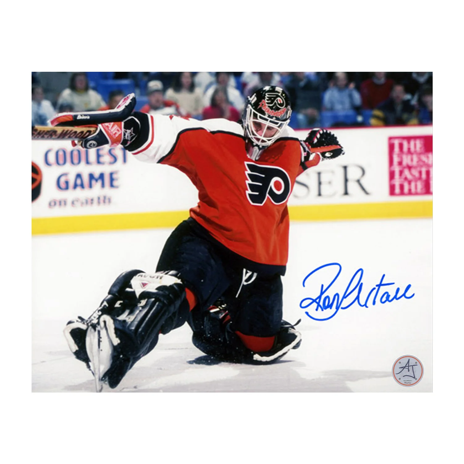 Ron Hextall Autographed Philadelphia Flyers Kick Save 8x10 Photo Ron Hextall Photo 8x10-kick-save, Philadelphia Flyers, supplier stock photo