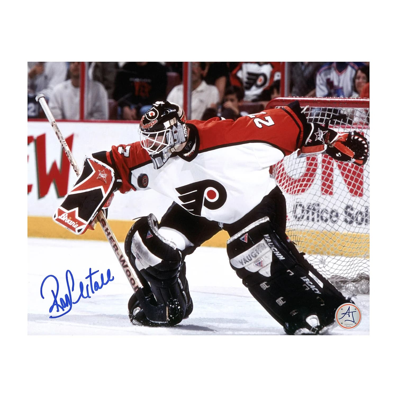 Ron Hextall Autographed Philadelphia Flyers Blocker Save 8x10 Photo Ron Hextall Photo 8x10-blocker-save, Philadelphia Flyers, supplier stock photo