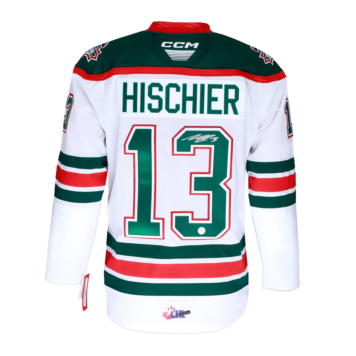 Nico Hischier Autographed Halifax Mooseheads White CCM CHL Jersey Nico Hischier Jersey halifax-mooseheads-white-ccm-chl, supplier stock photo